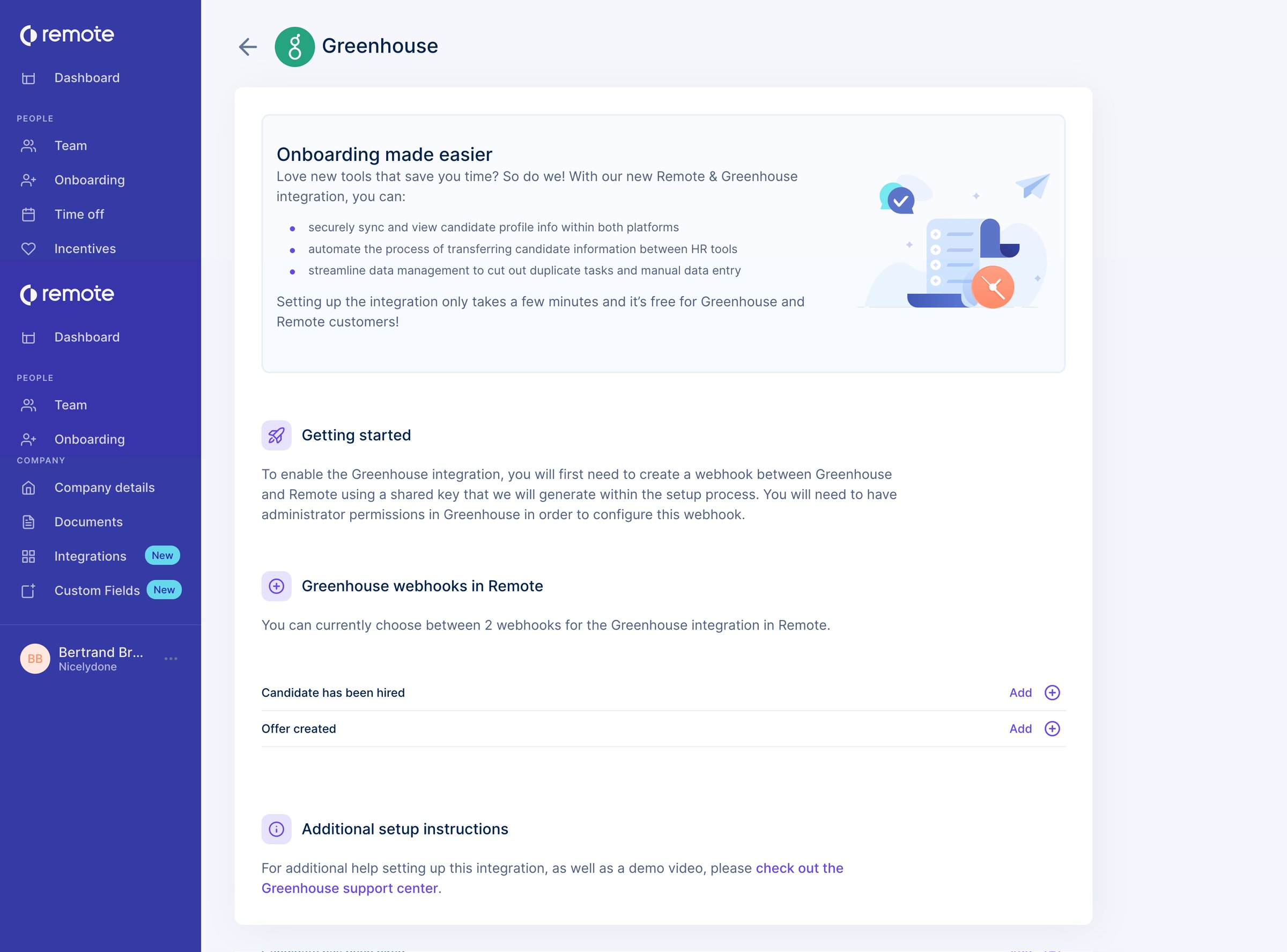 Remote - Greenhouse integration | Remote screen