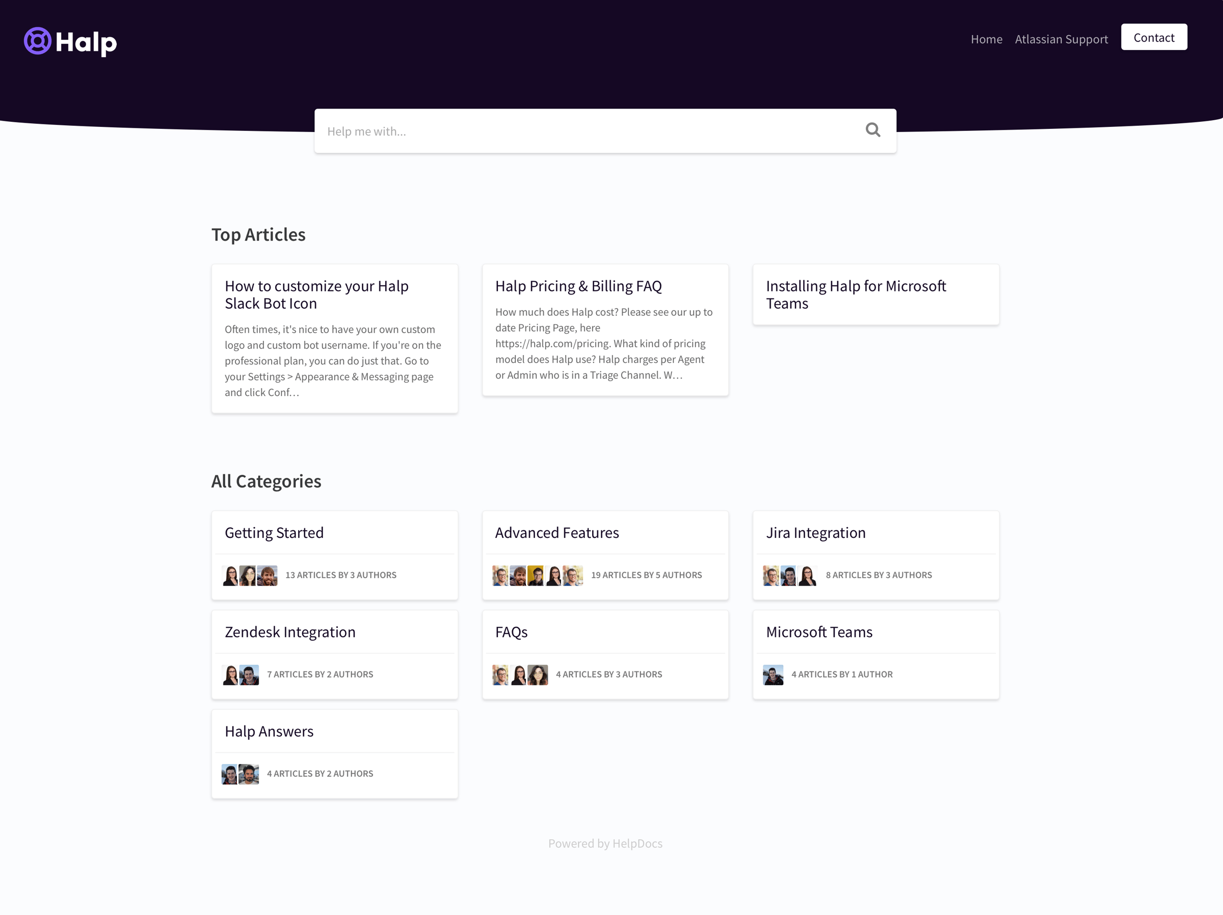 Support / Help center from Halp