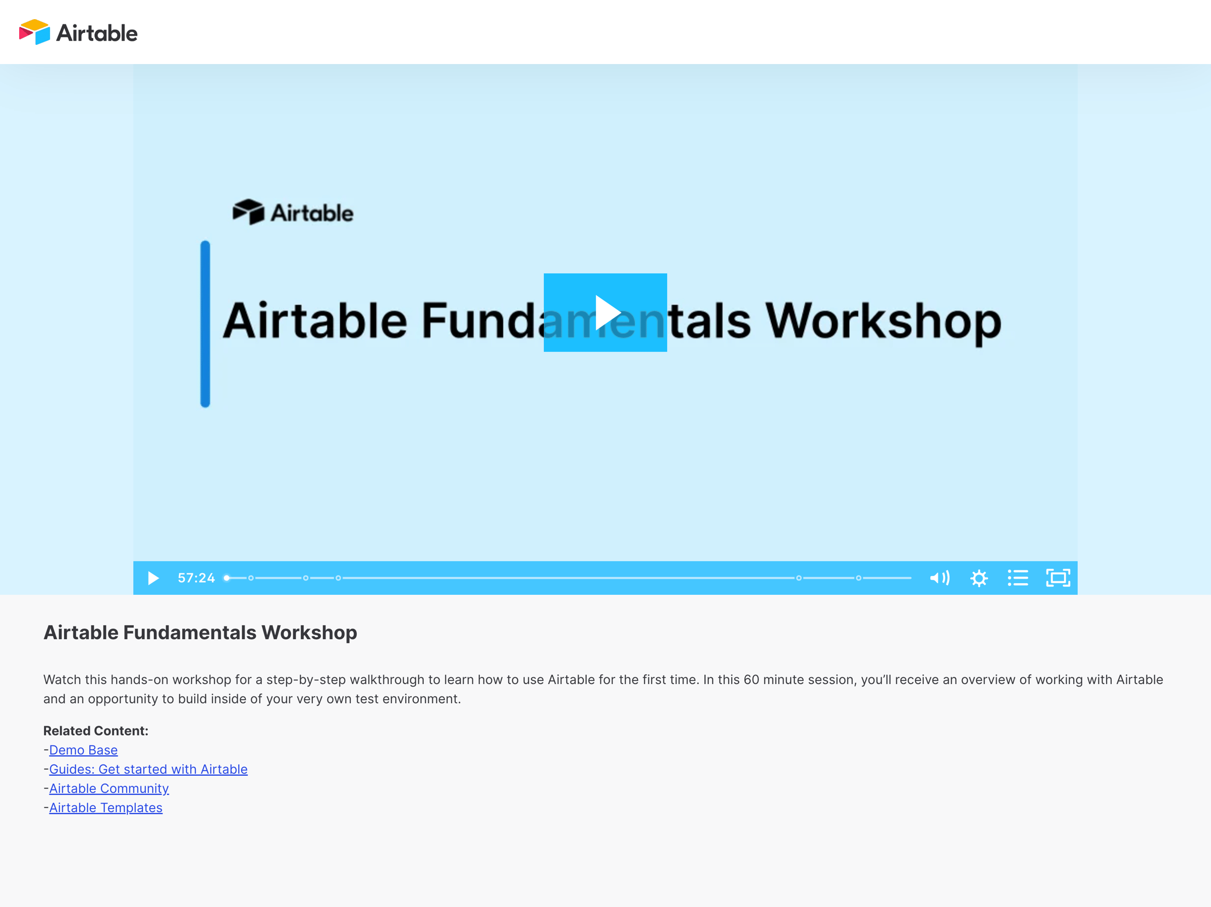 Airtable - Airtable Fundamentals Workshop screen