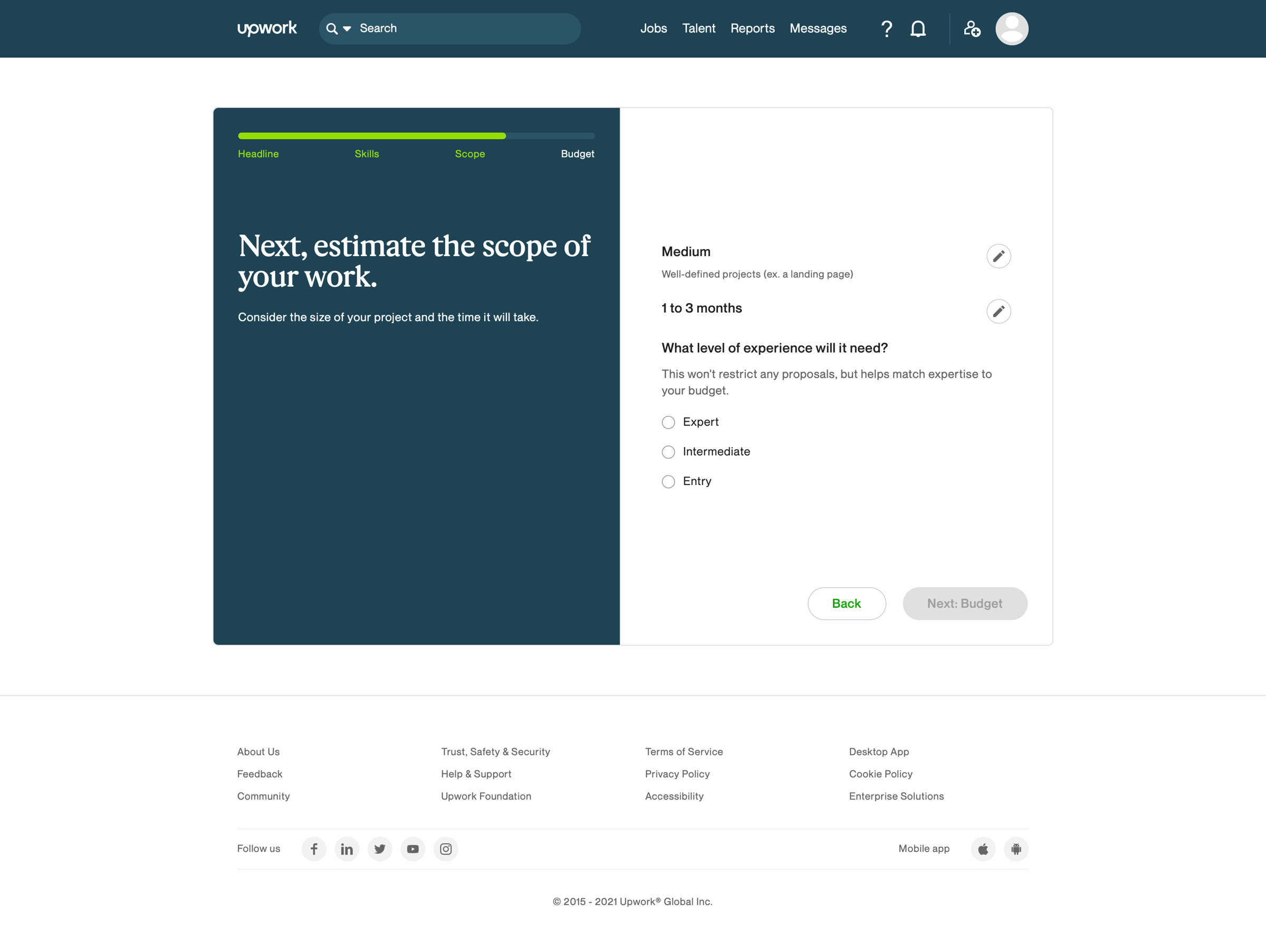 Upwork - Job details - Upwork screen