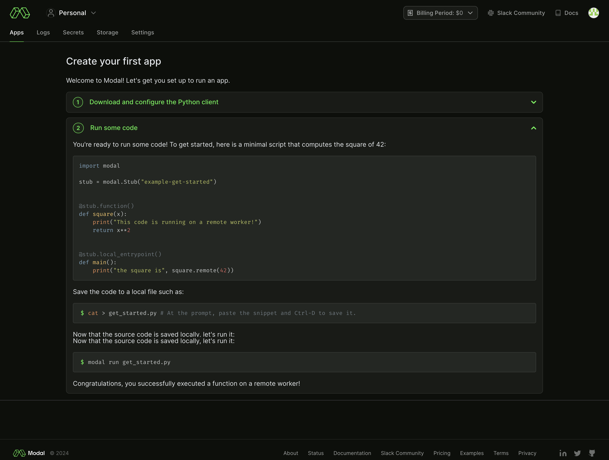 Modal screen