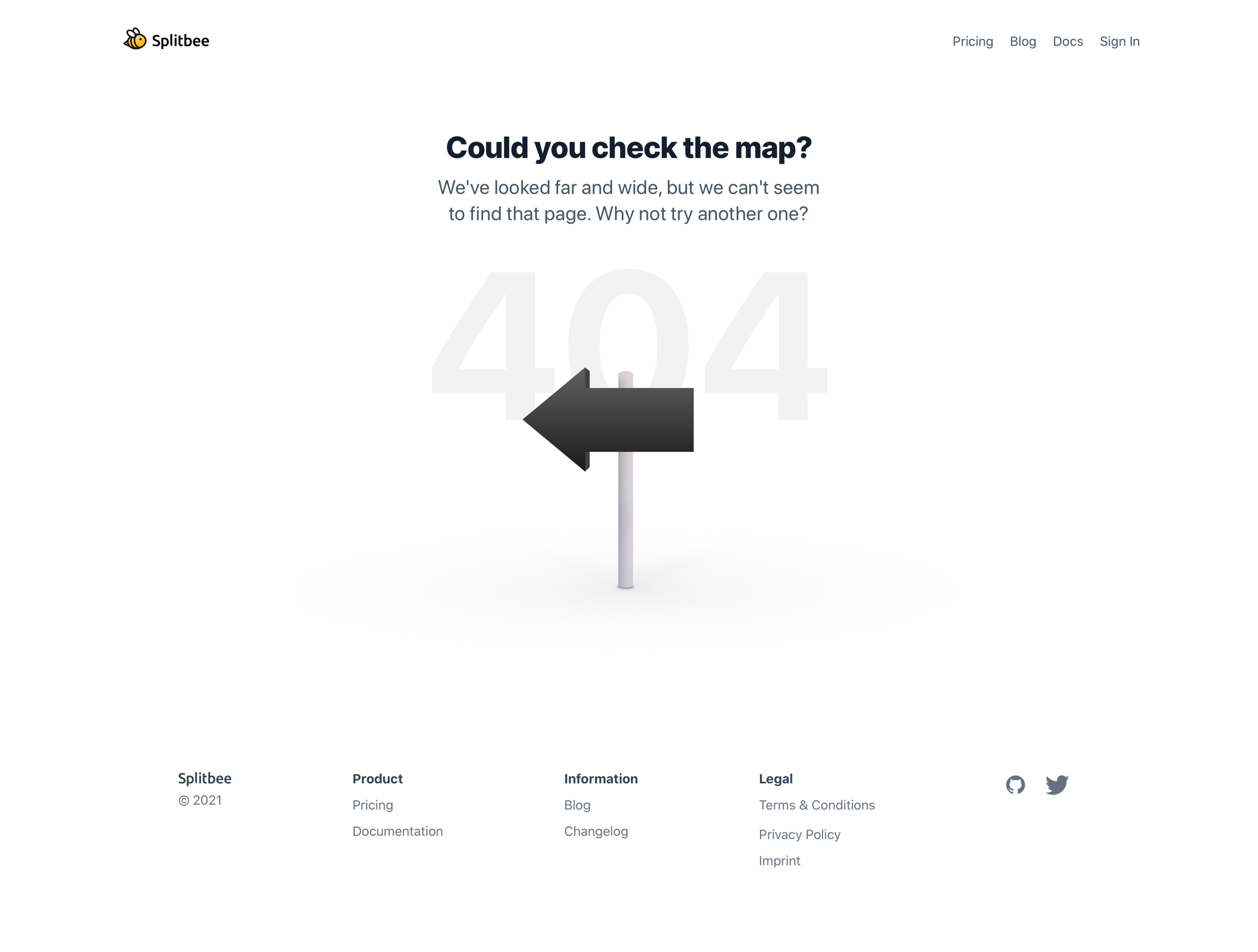 Splitbee - 404 - Not Found screen