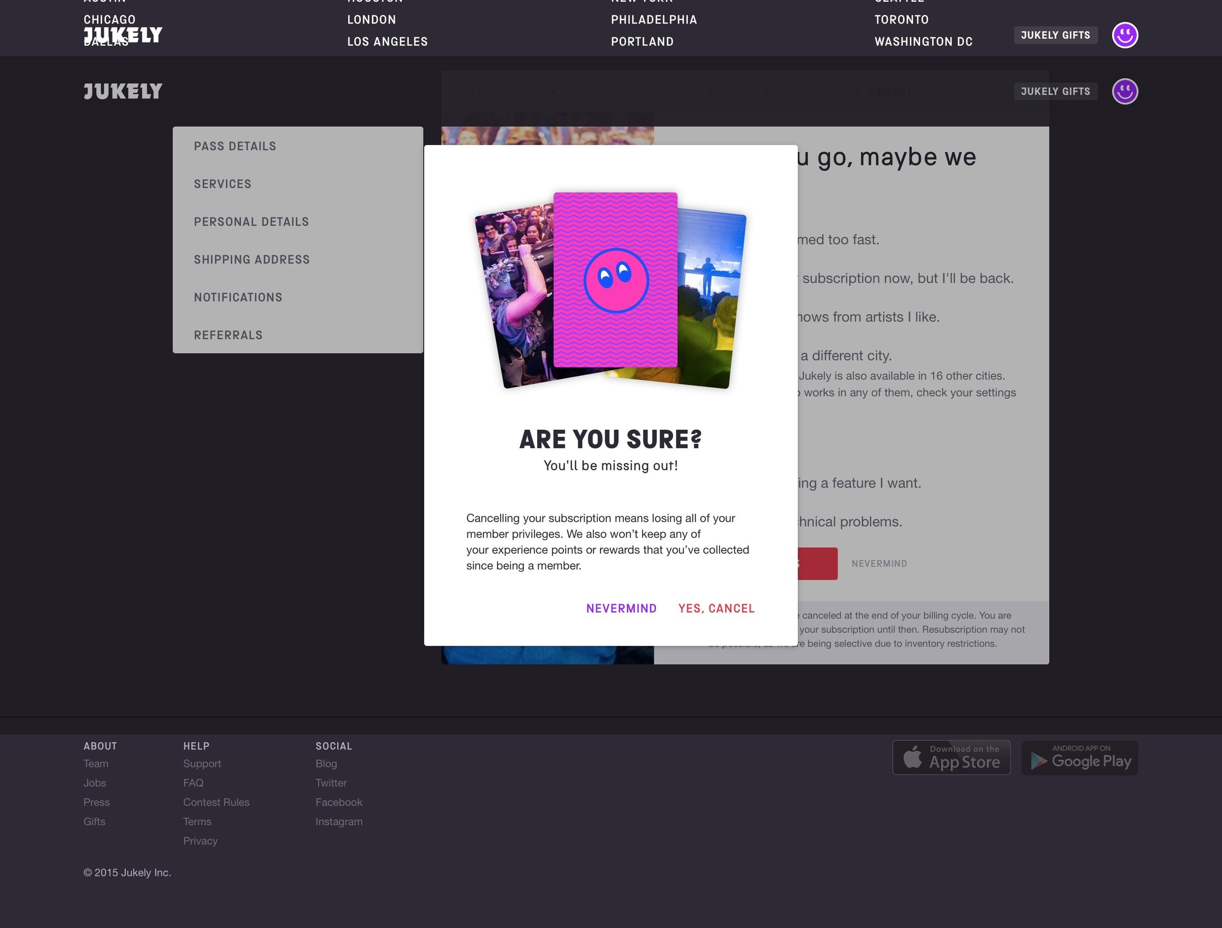 Jukely - Popover screen