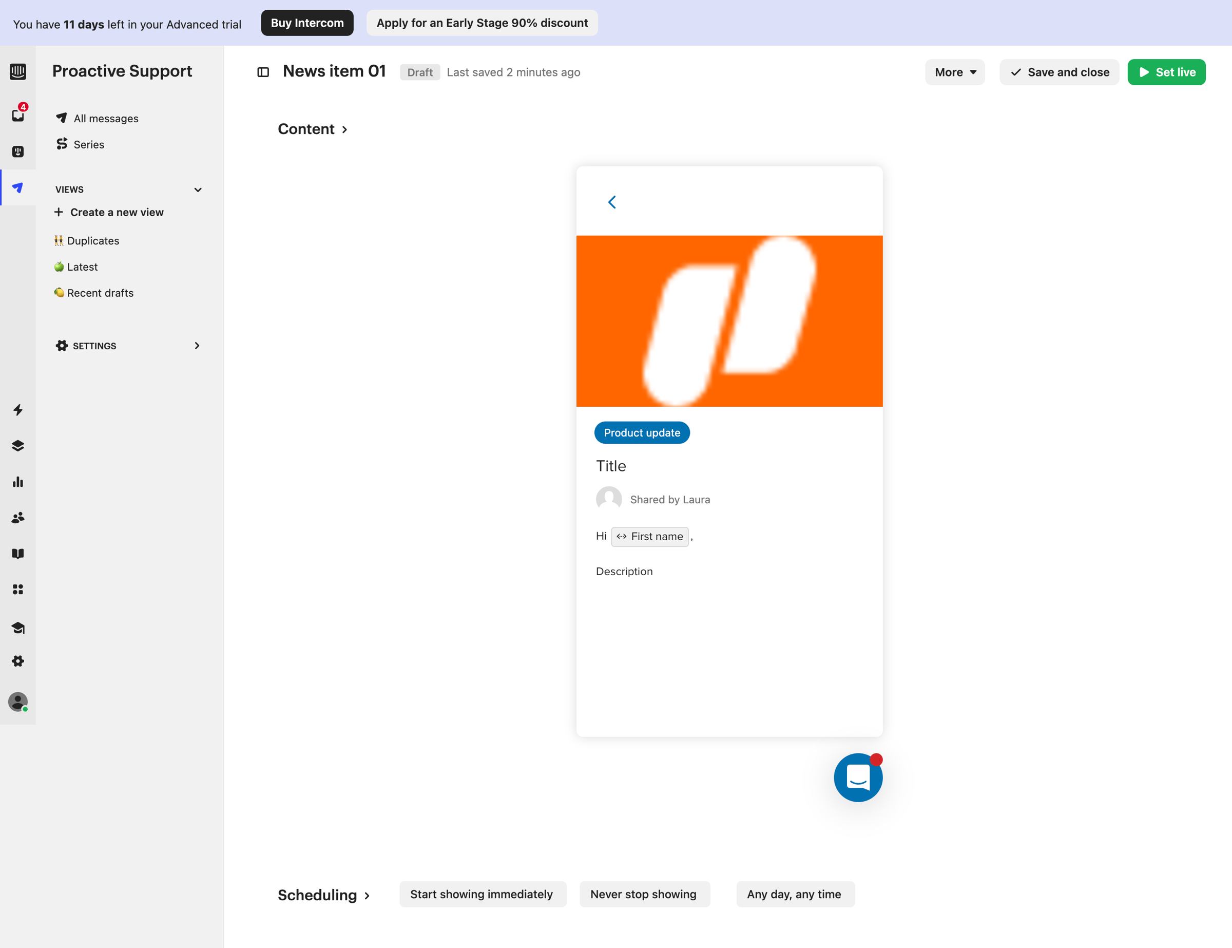 Intercom - All Messages | Nicelydone Intercom screen