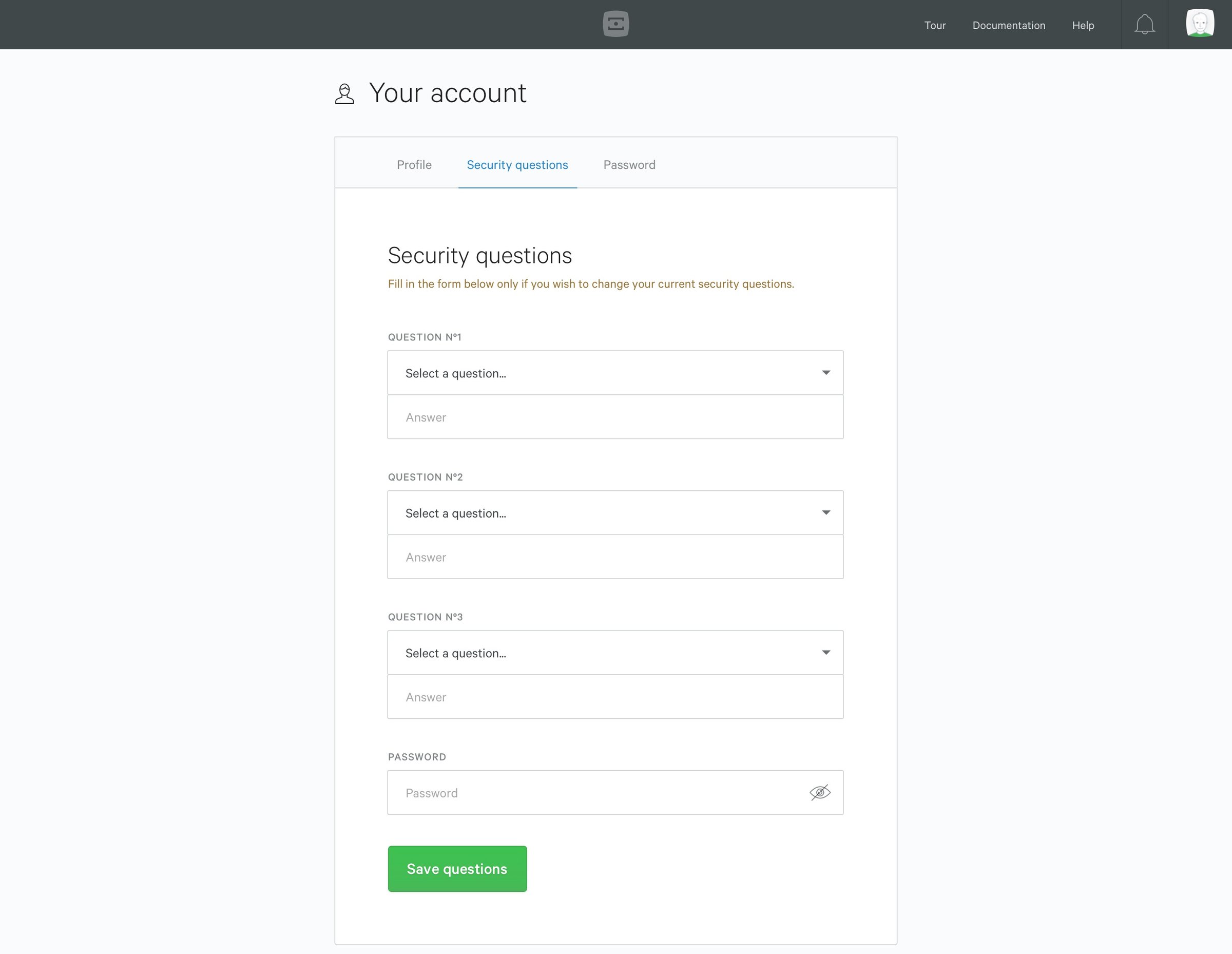 Mango - Settings screen