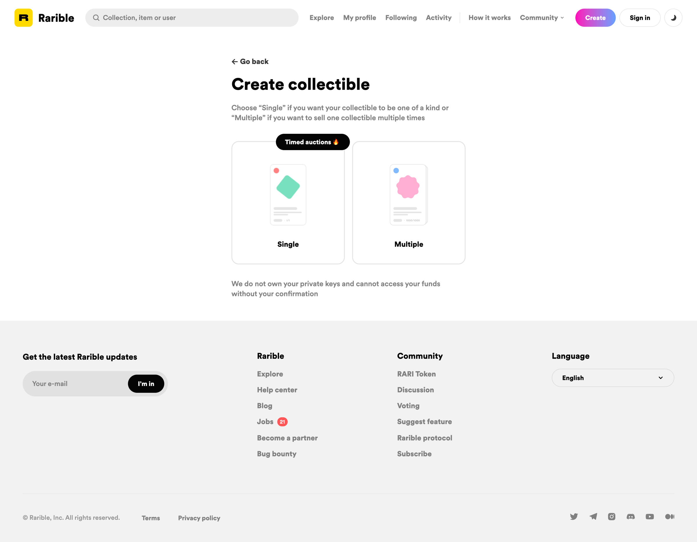 Rarible - Create collectible | Rarible screen
