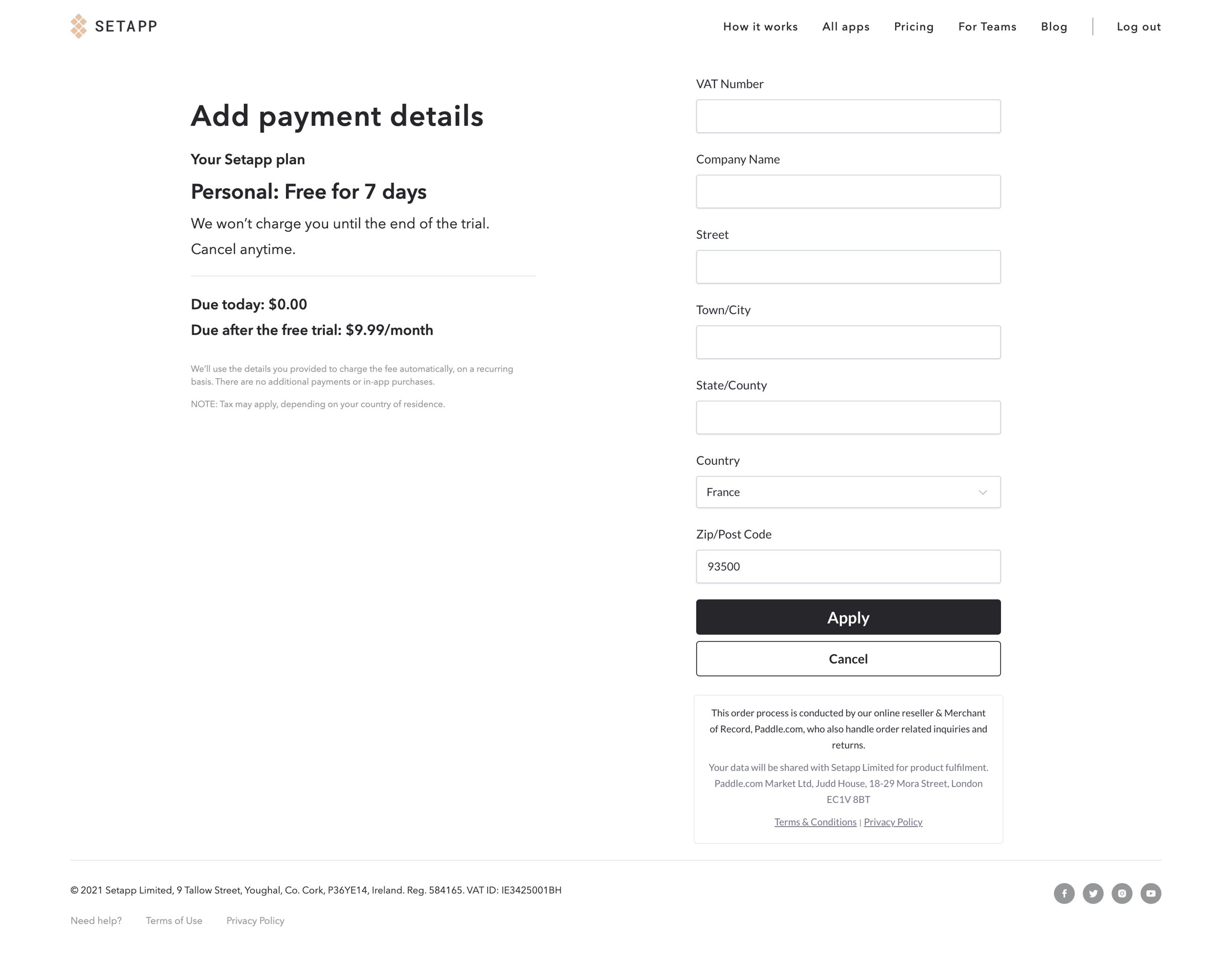 Setapp - Setapp | Personal User Account screen