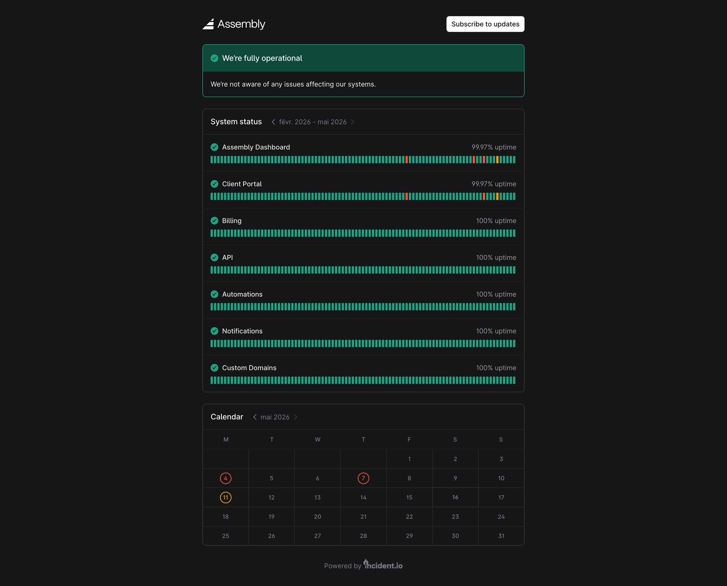 Assembly AI App Builder - Assembly Status screen