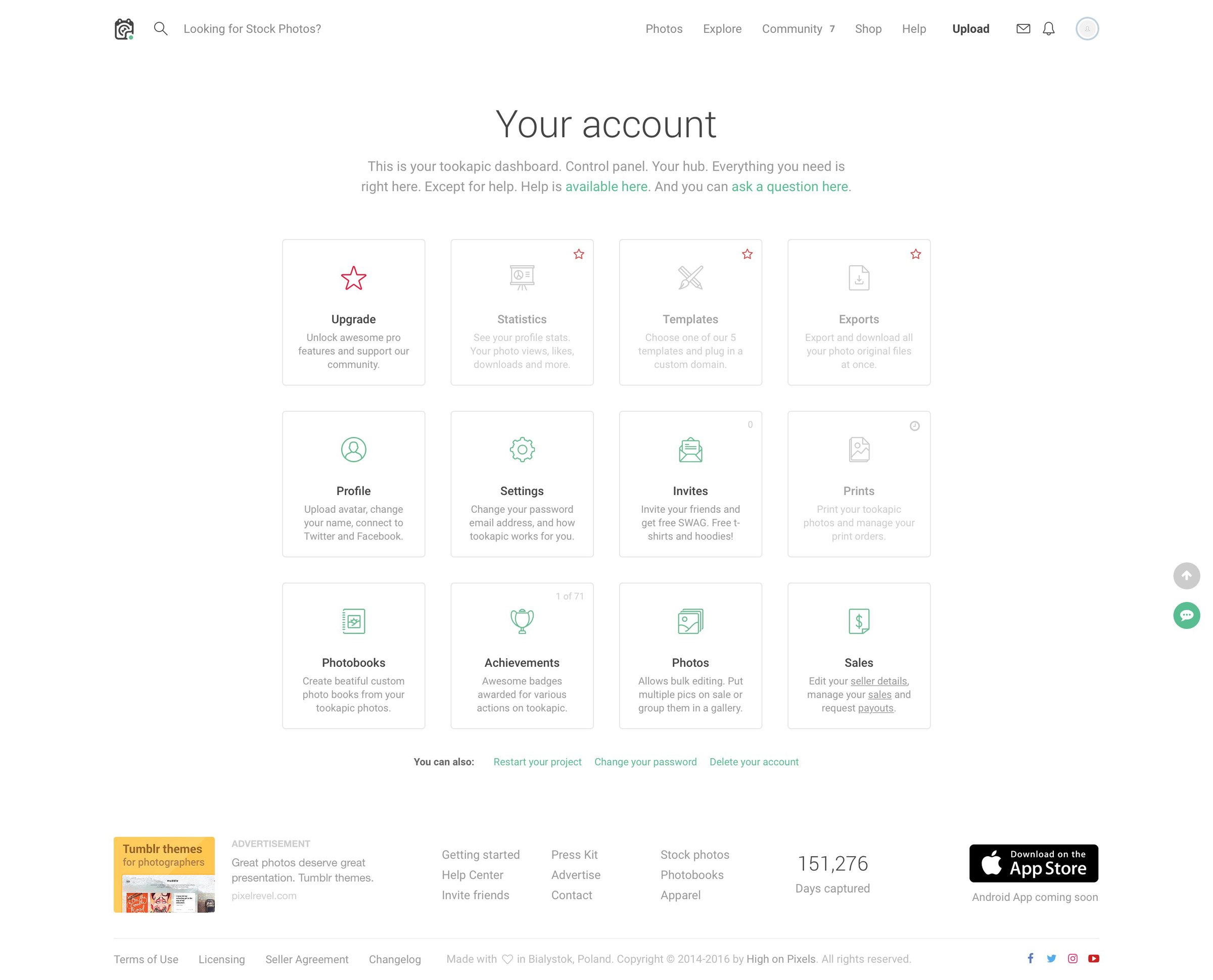 Tookapic - Profile screen