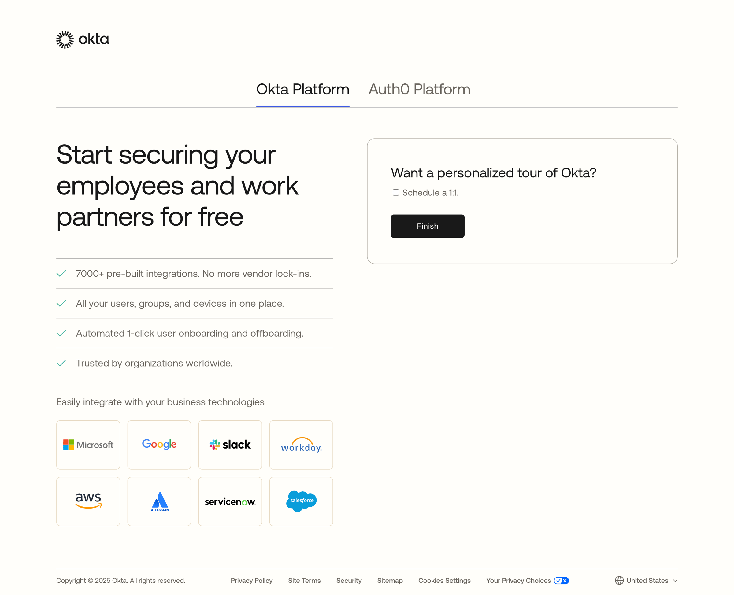 Okta - Okta Free Trial Account - Workforce Identity screen