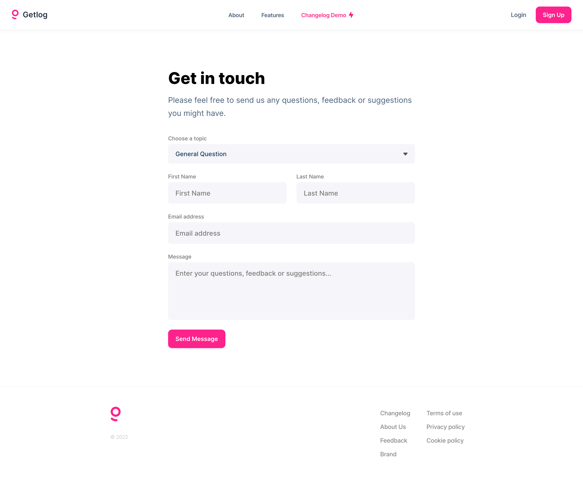 Getlog - Getlog - Contact screen