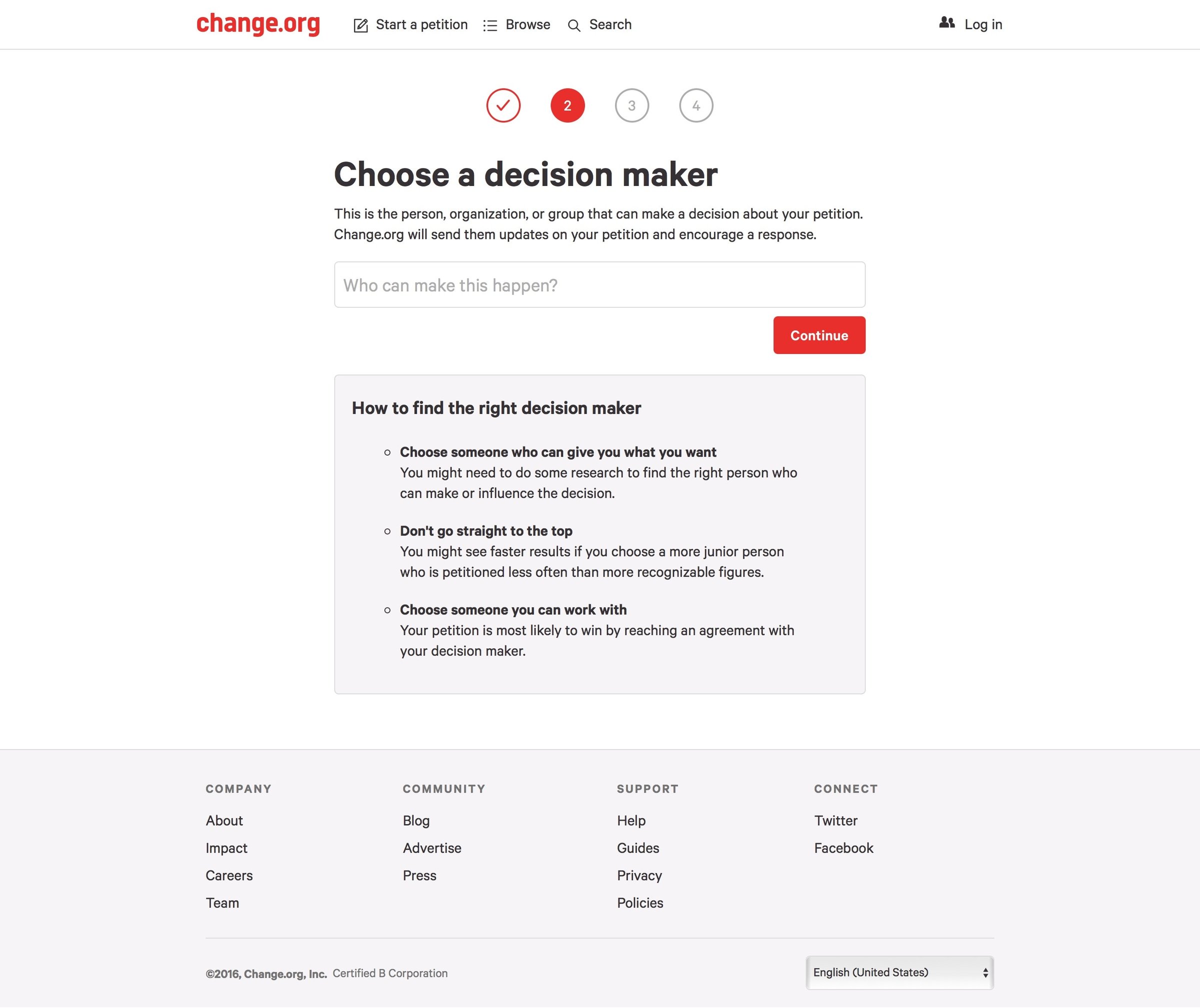 Change - Create screen