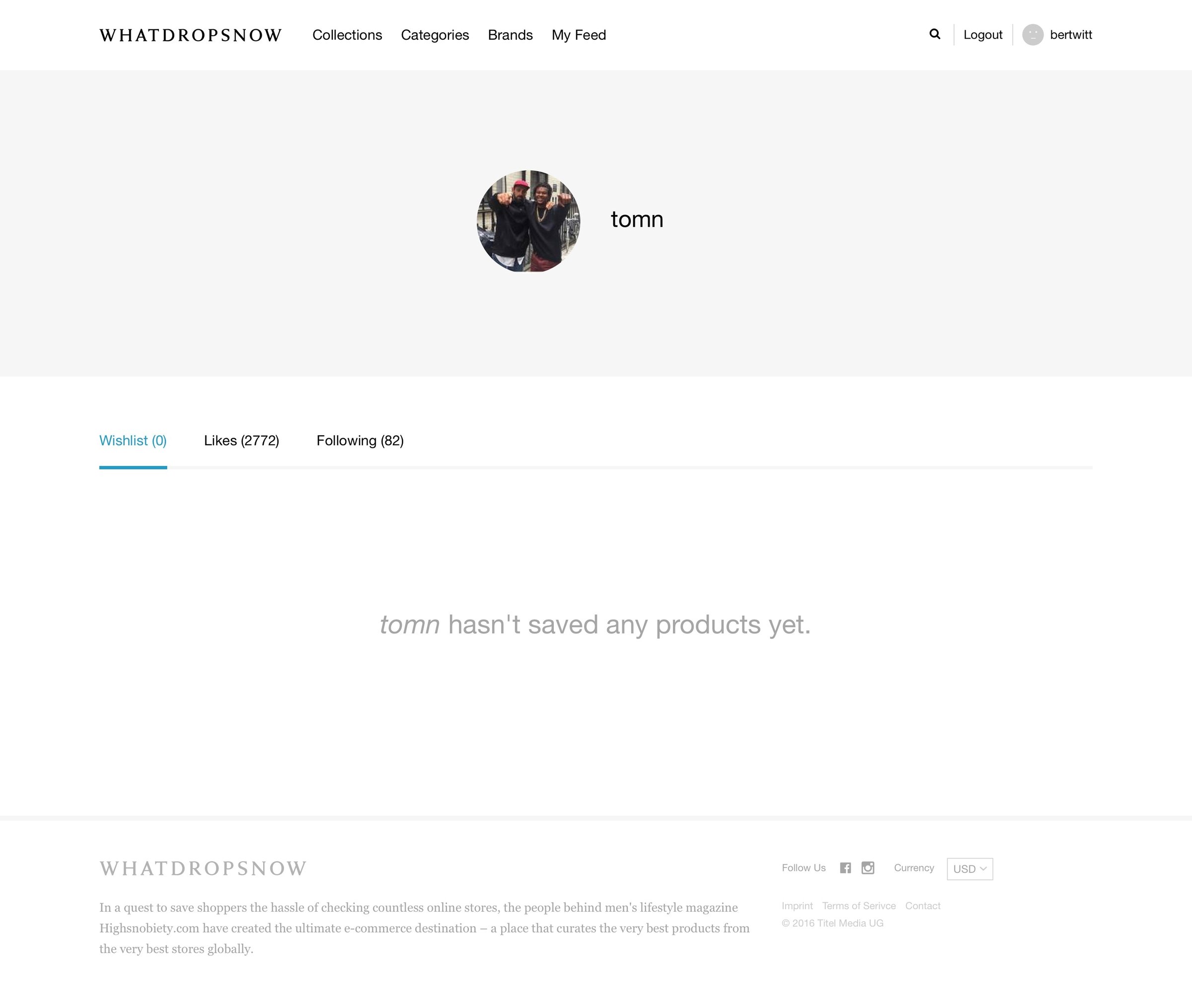 What drops now - Profile screen
