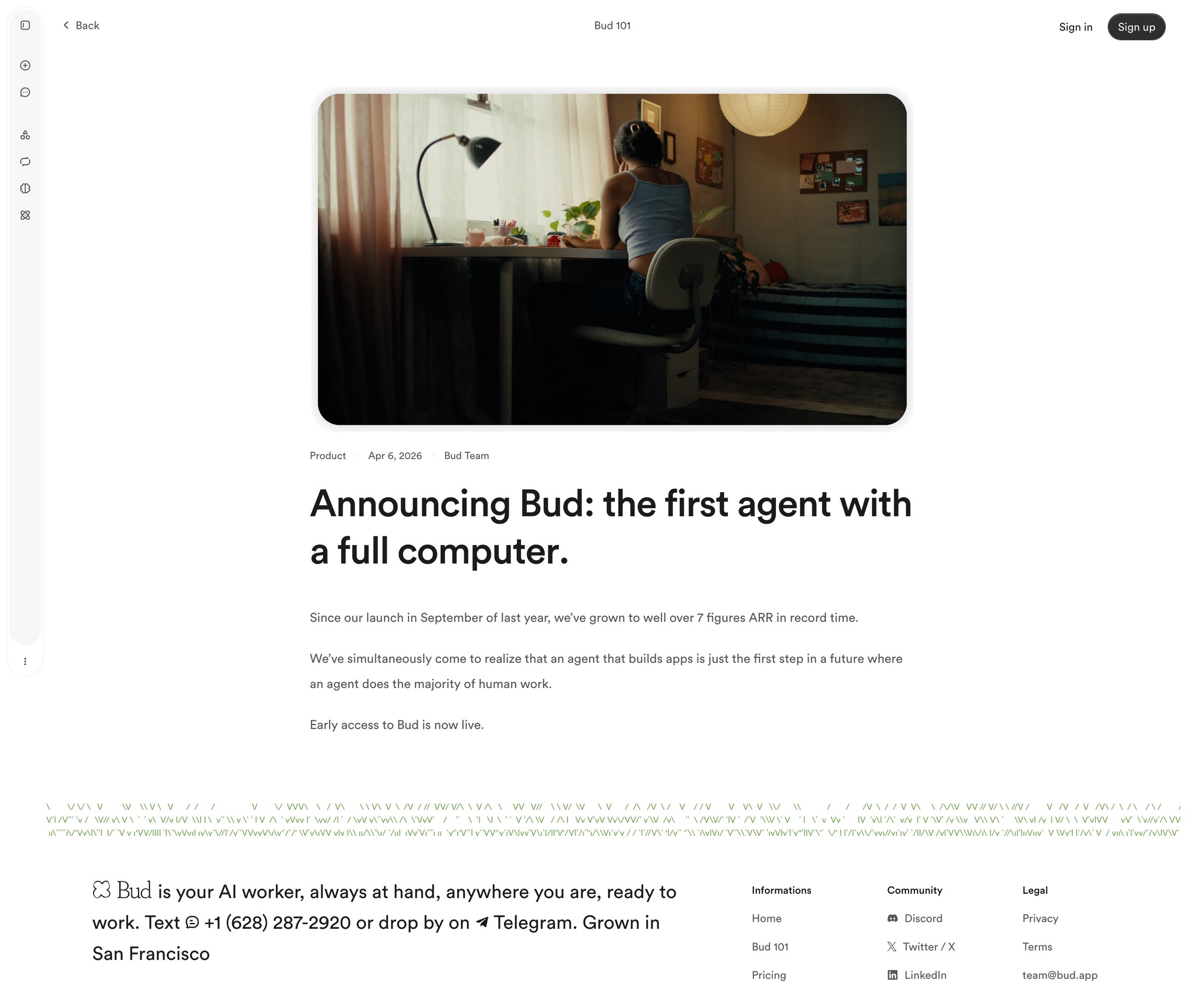Bud - Announcing Bud: the first agent with a full computer. - Bud screen