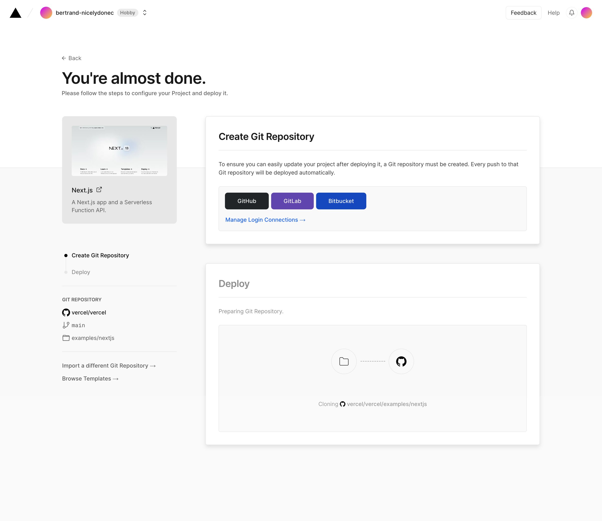 New Project – Vercel from Vercel