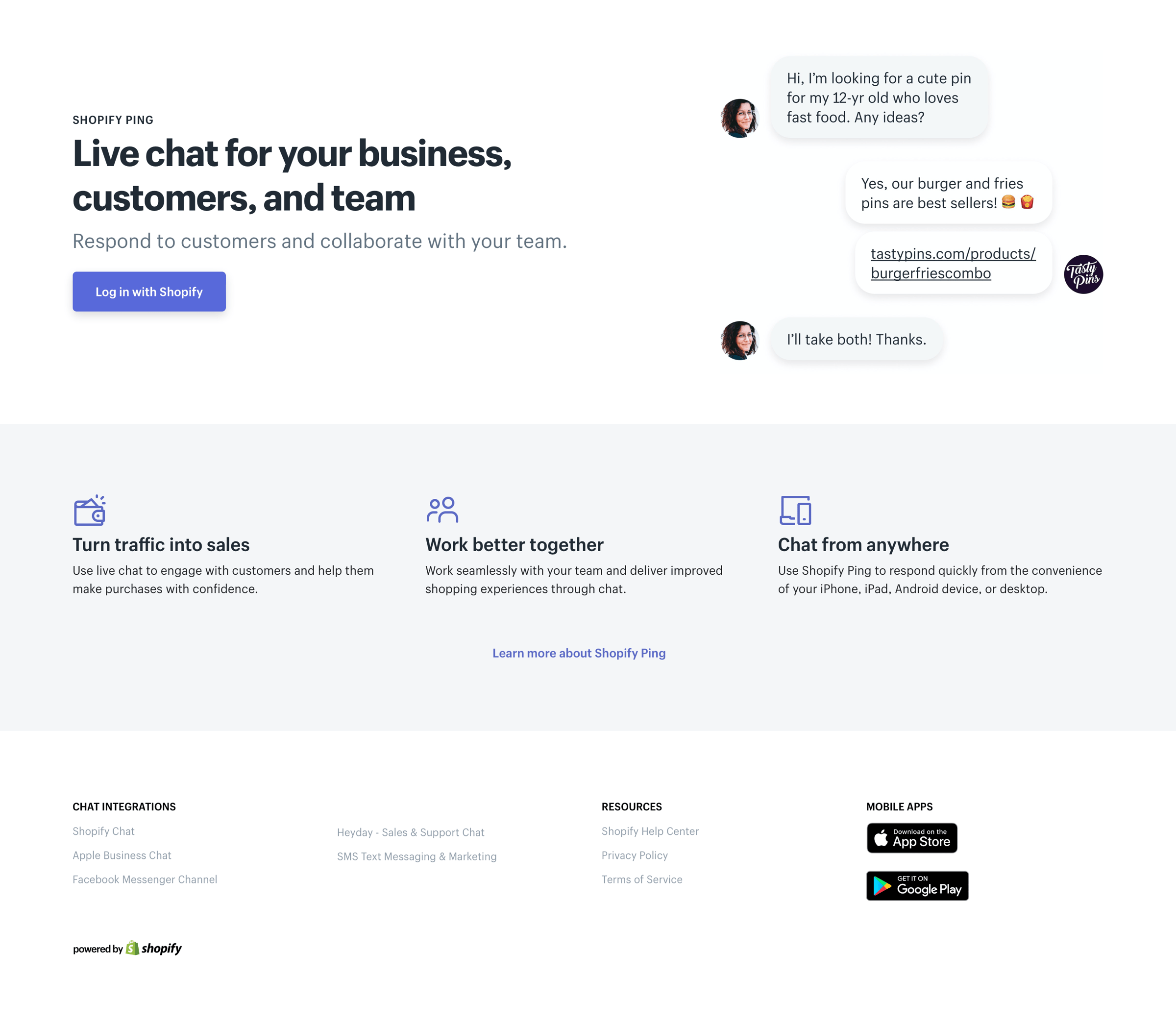 Shopify Ping on desktop | Drive sales through customer conversations from Shopify