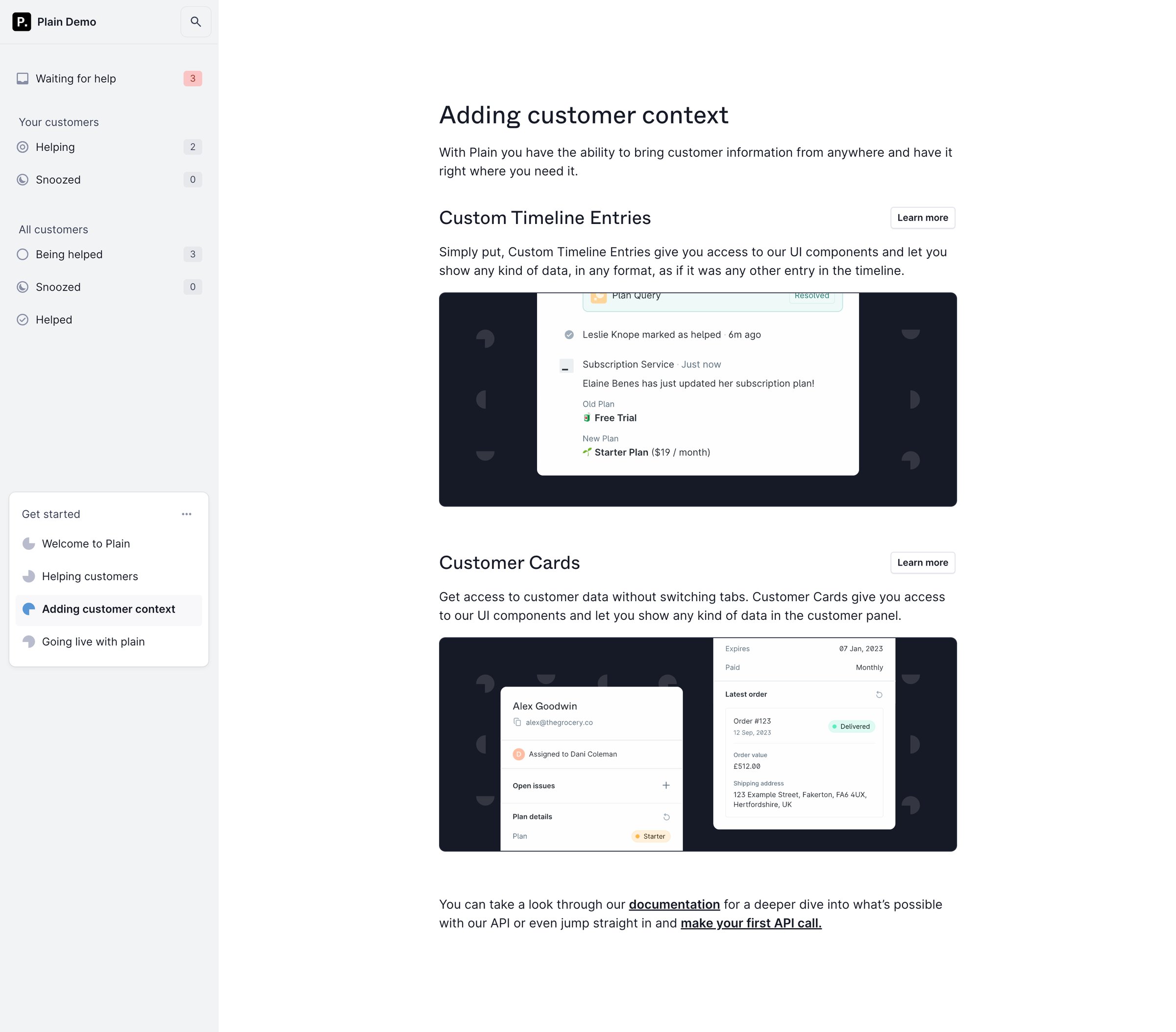 Customer context - Plain from Plain