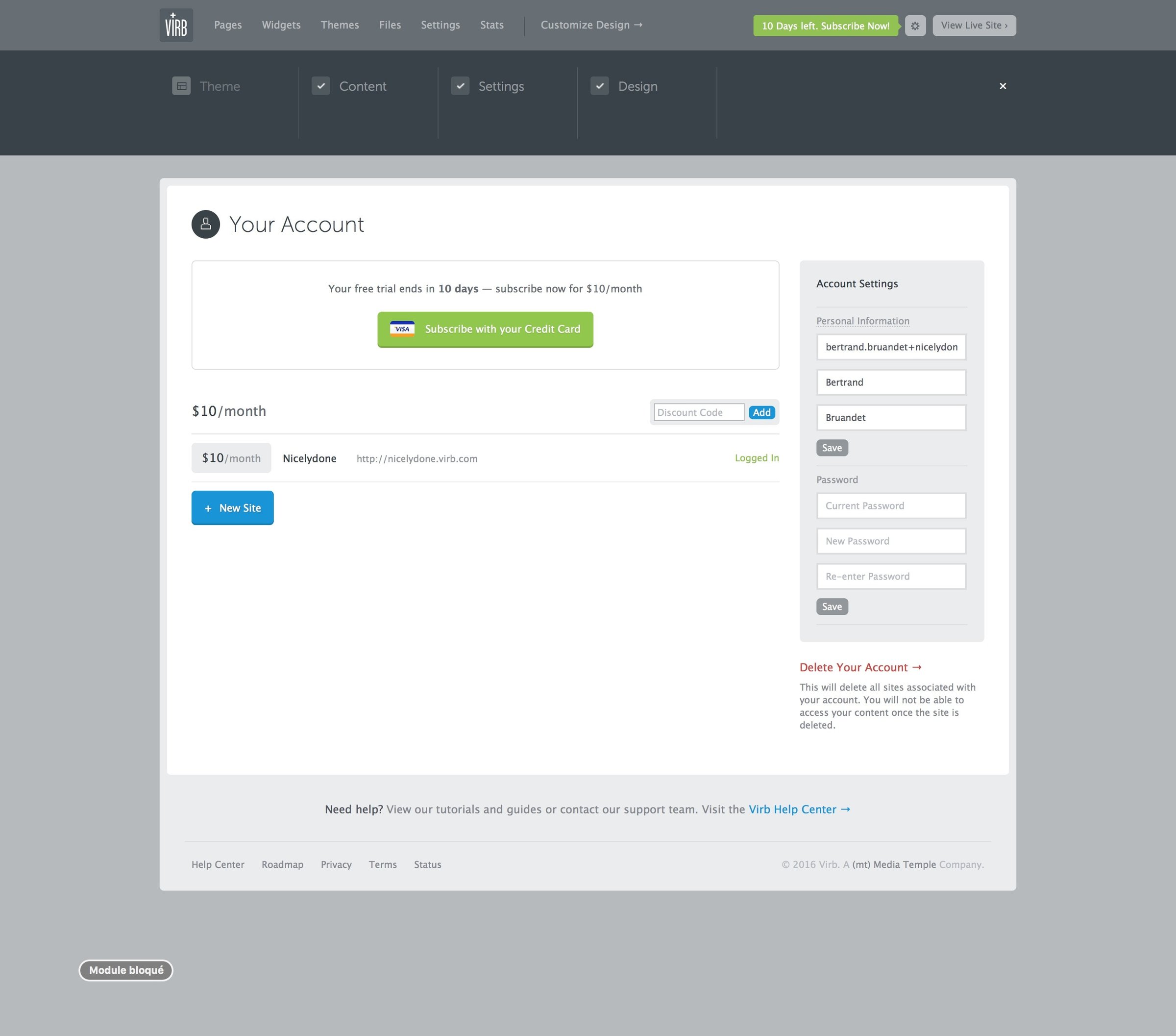 Virb - Plans screen