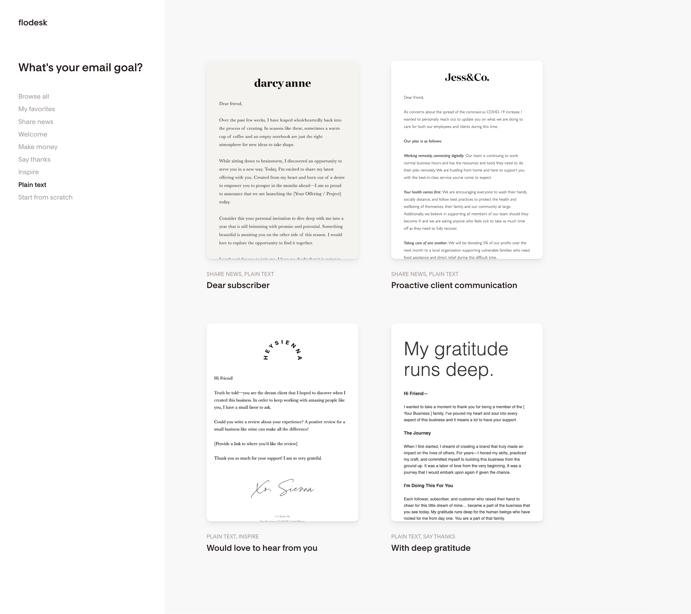 Flodesk - Email templates | Flodesk screen
