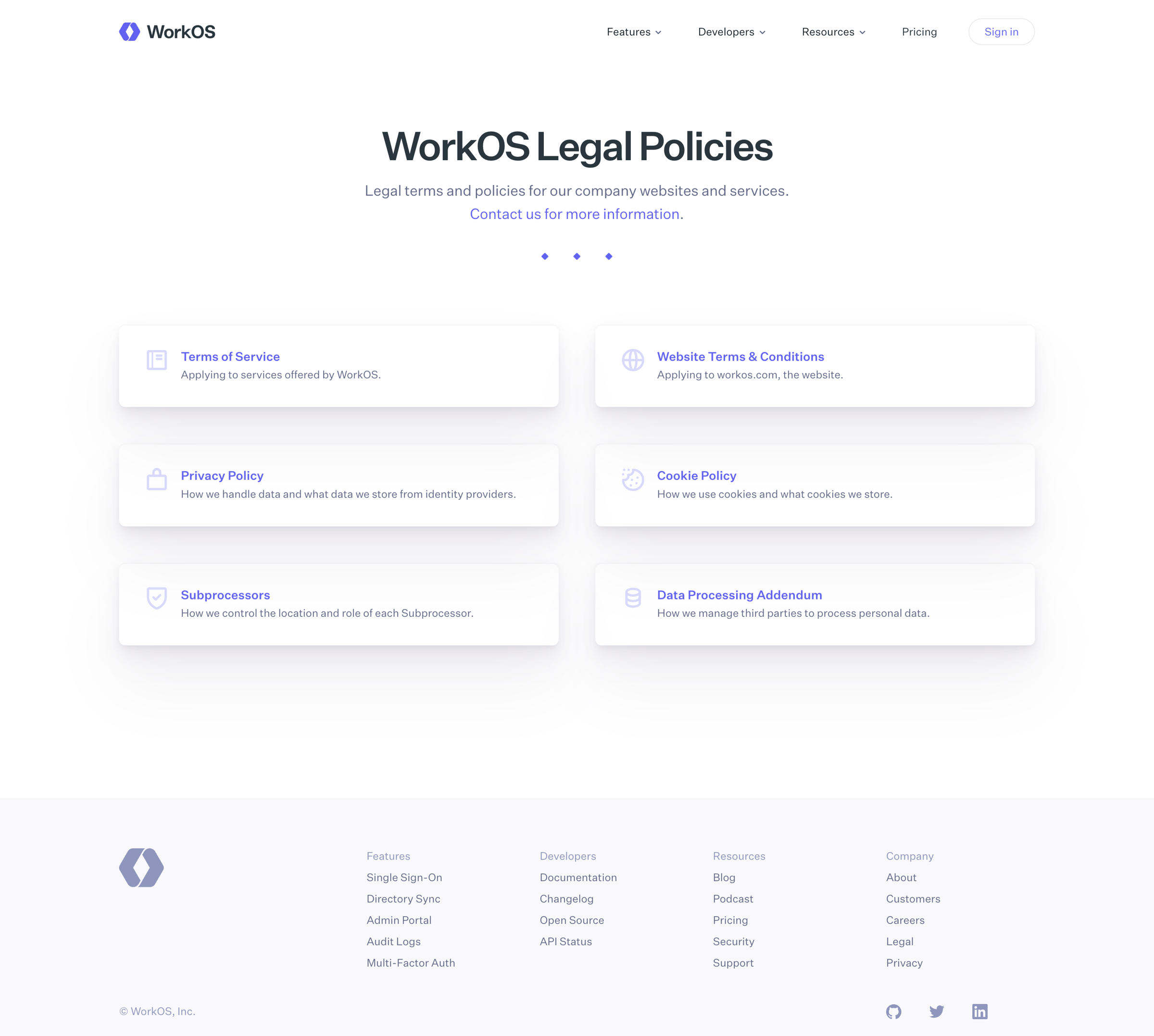 WorkOs - Legal Policies — WorkOS screen