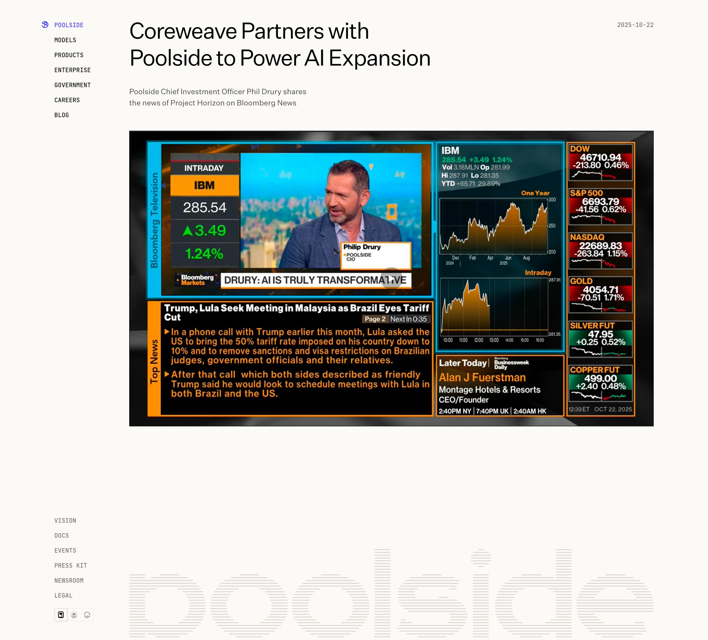 Poolside - Coreweave Partners with Poolside to Power AI Expansion — Poolside screen