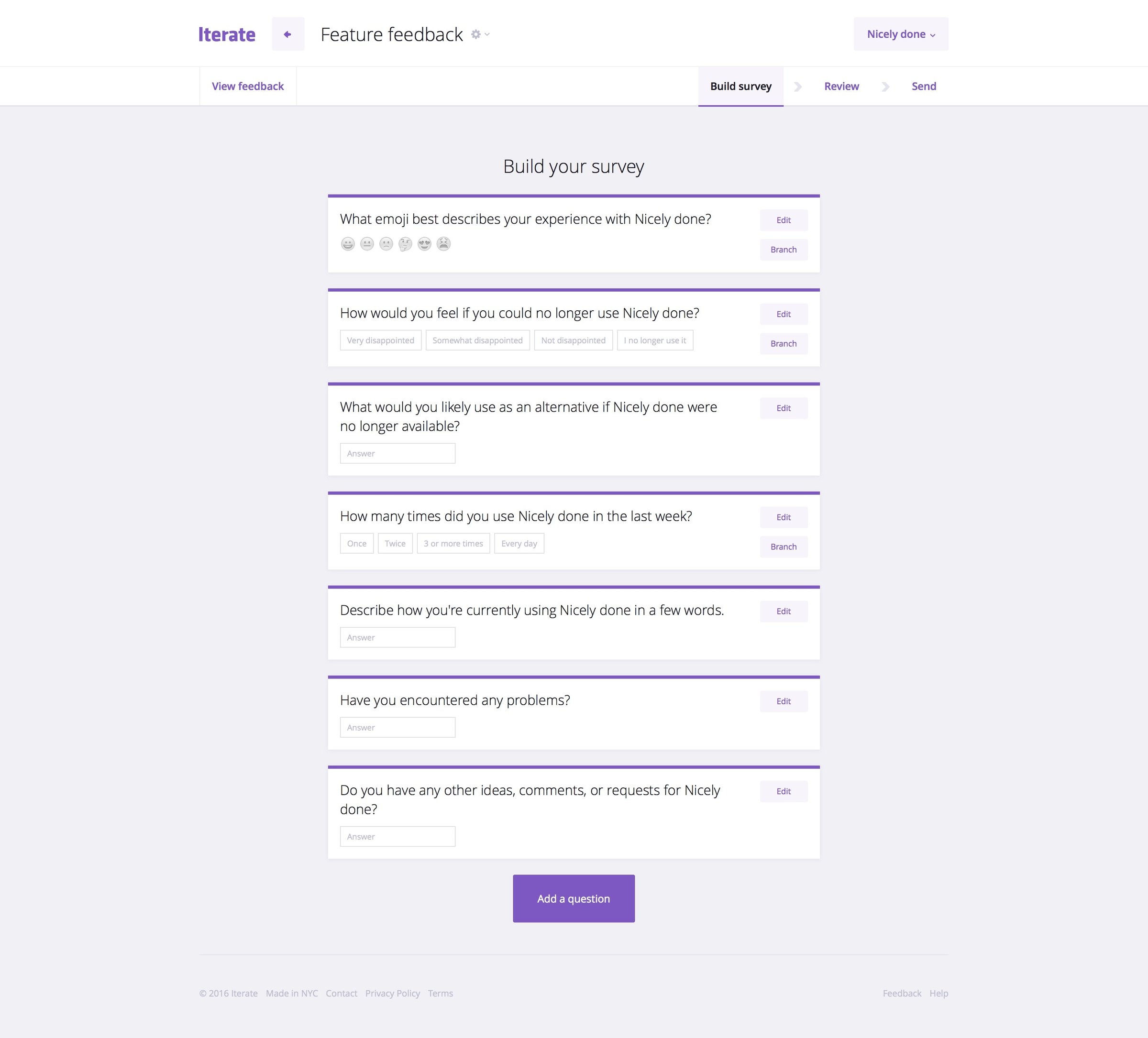 Iterate - Create screen