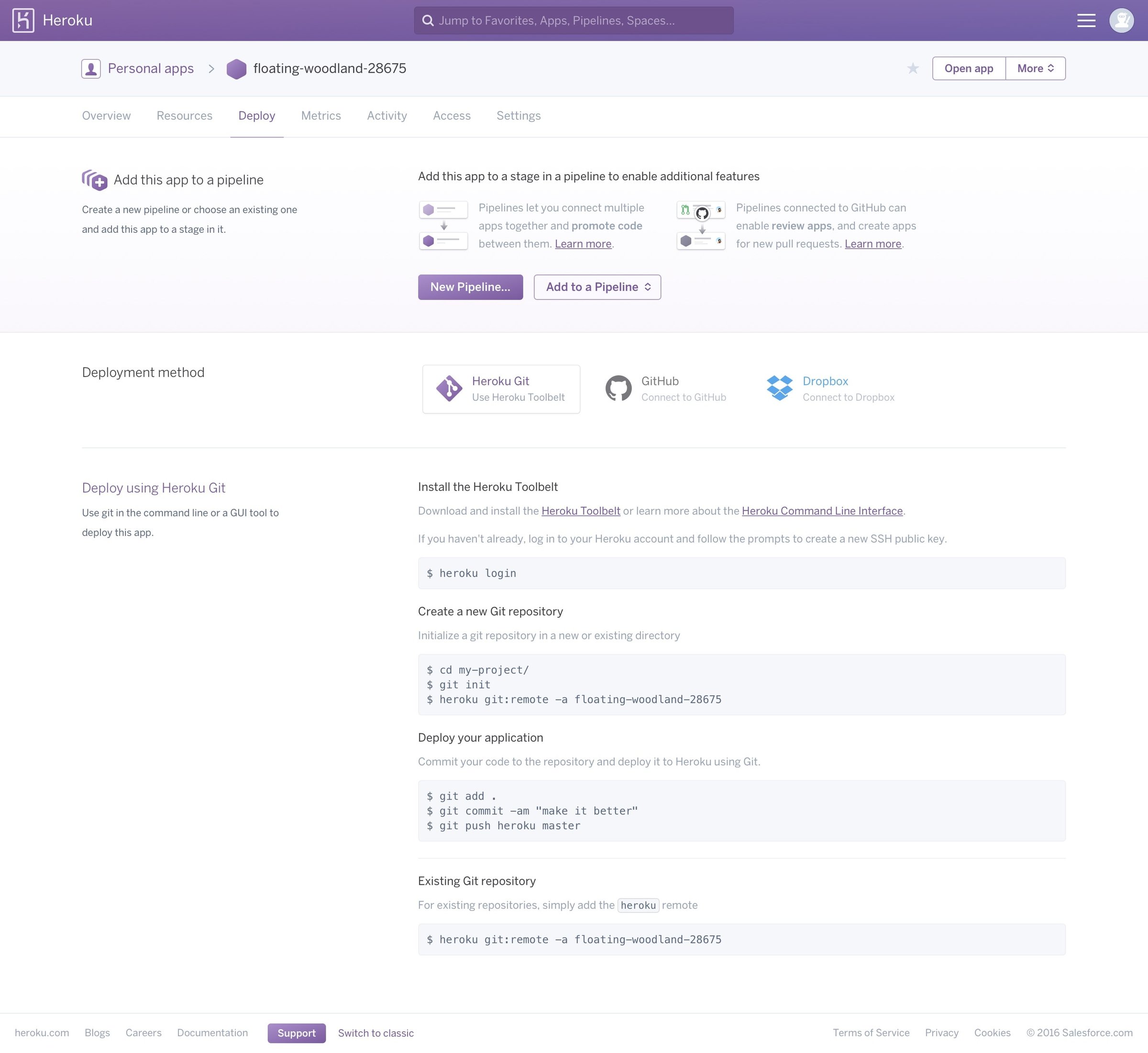 Heroku - Single screen