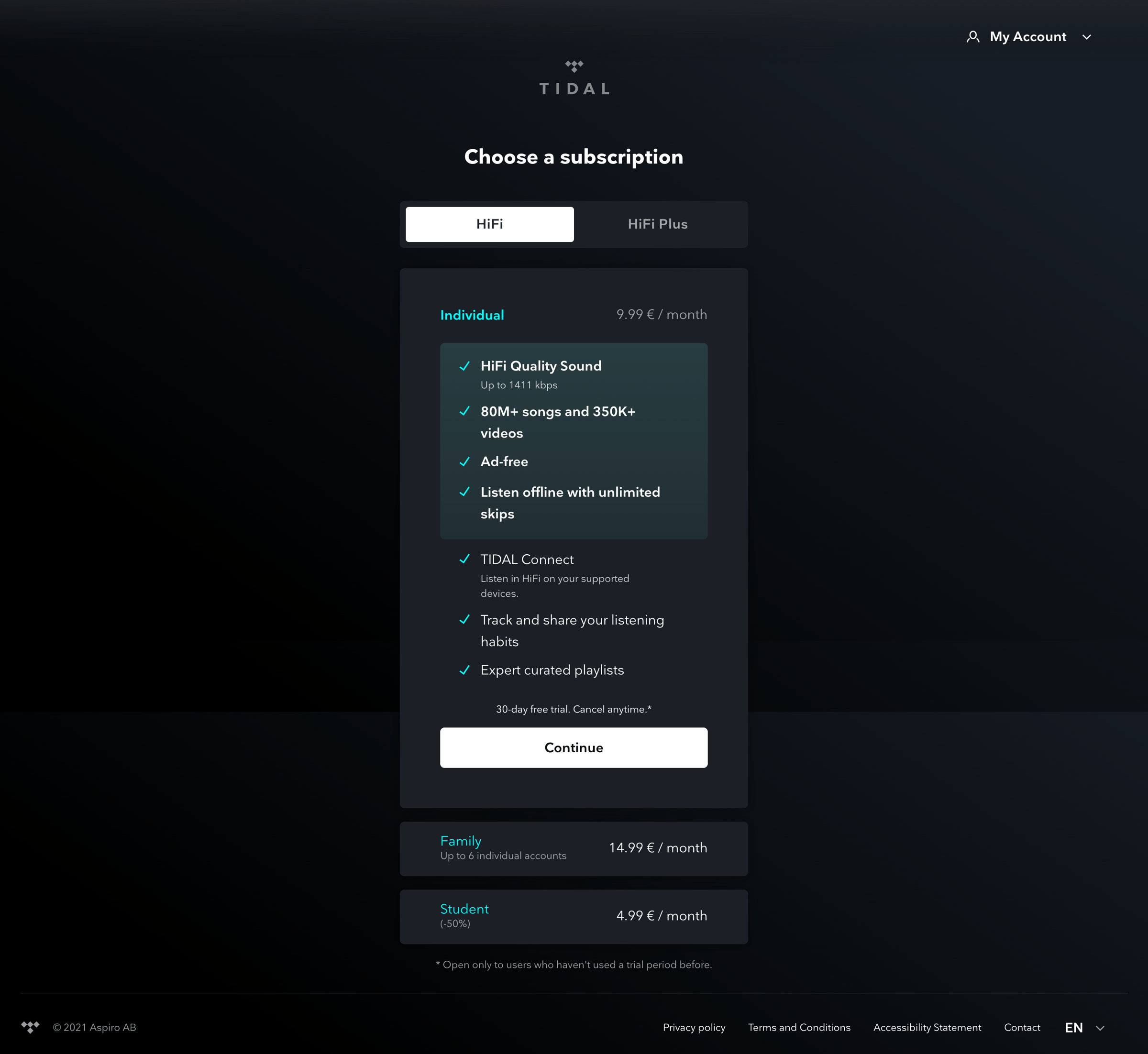 Tidal - Offer | TIDAL screen