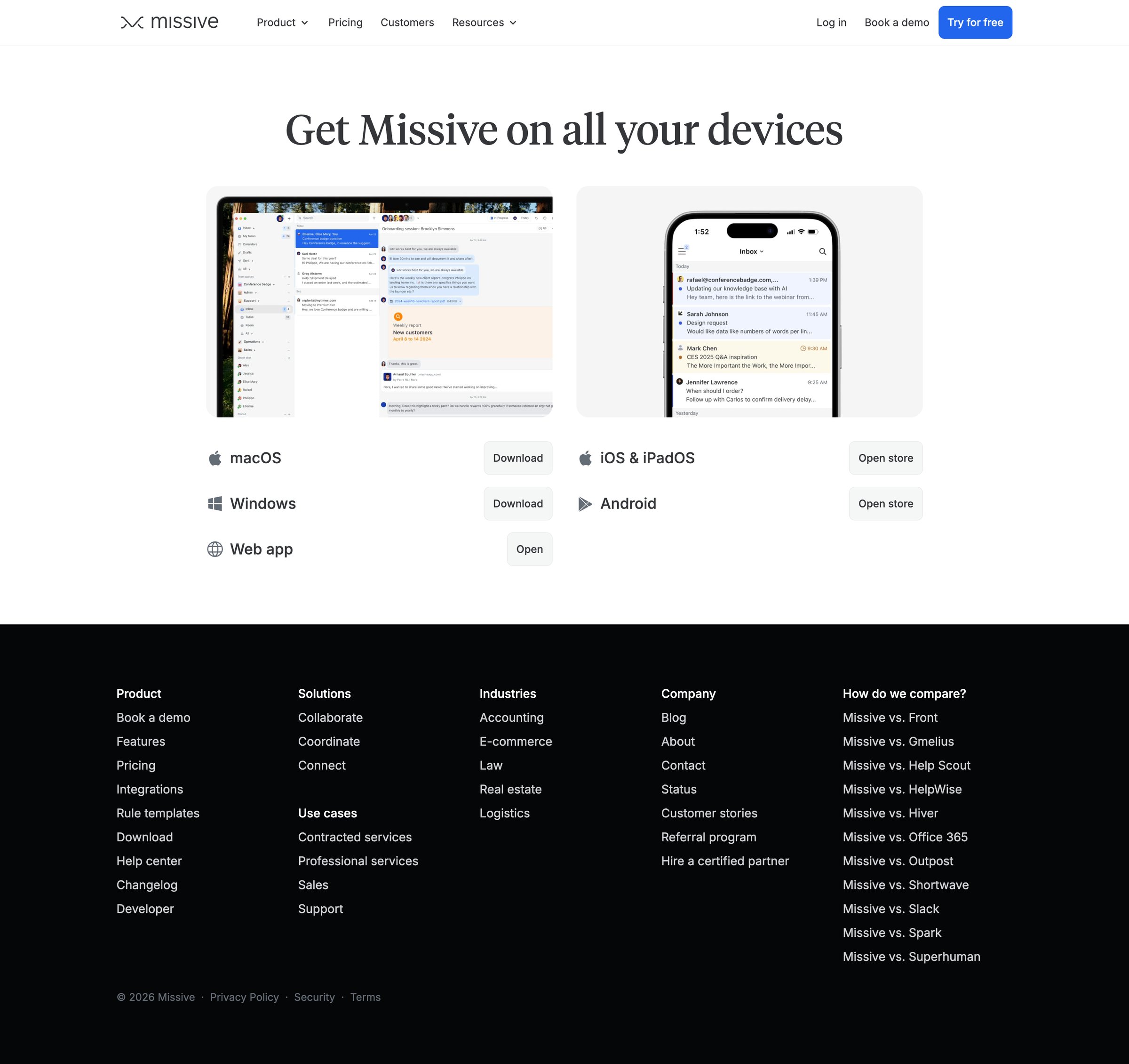 Missive - Download · Missive screen