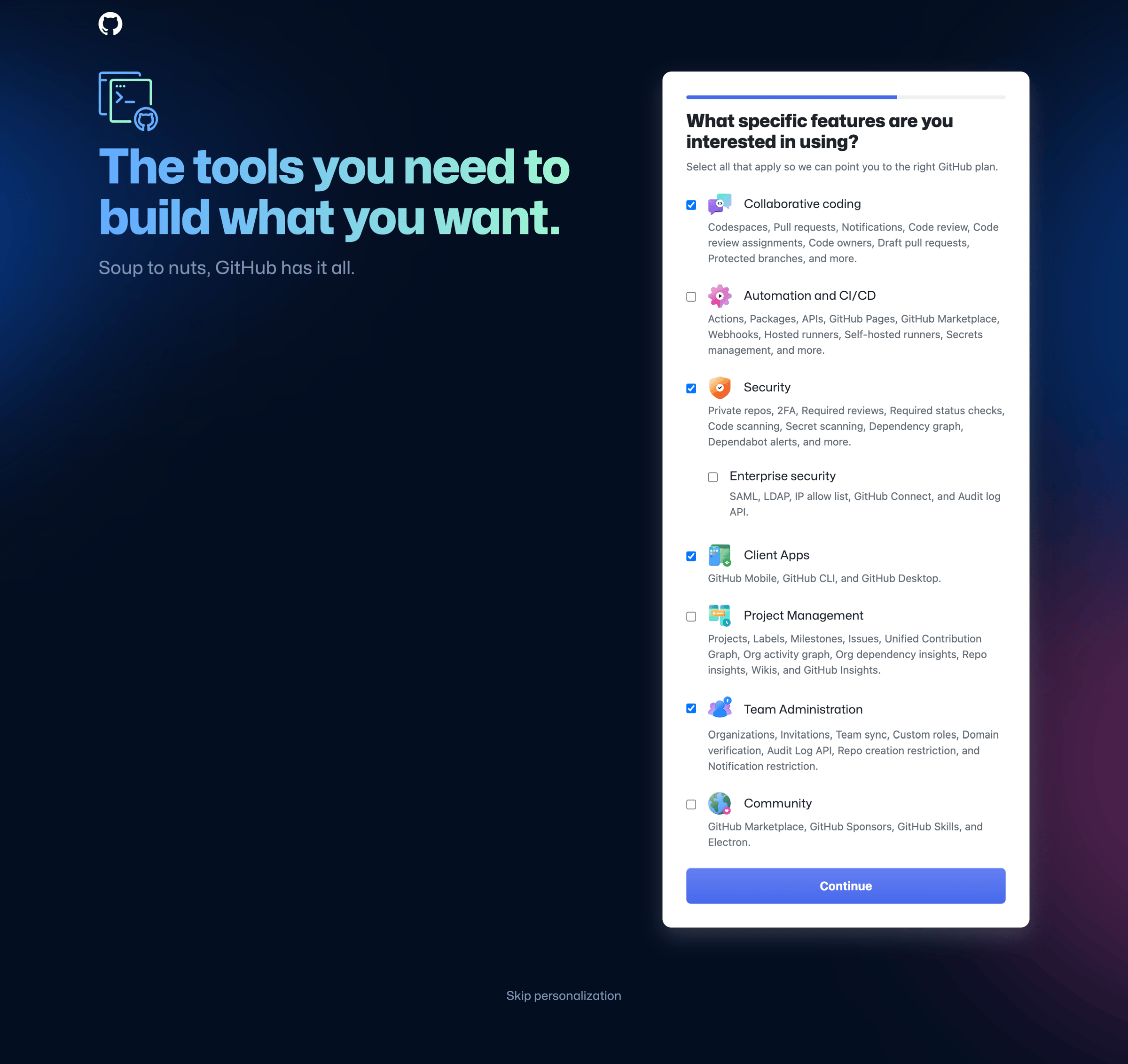 What specific features are you interested in using from Github