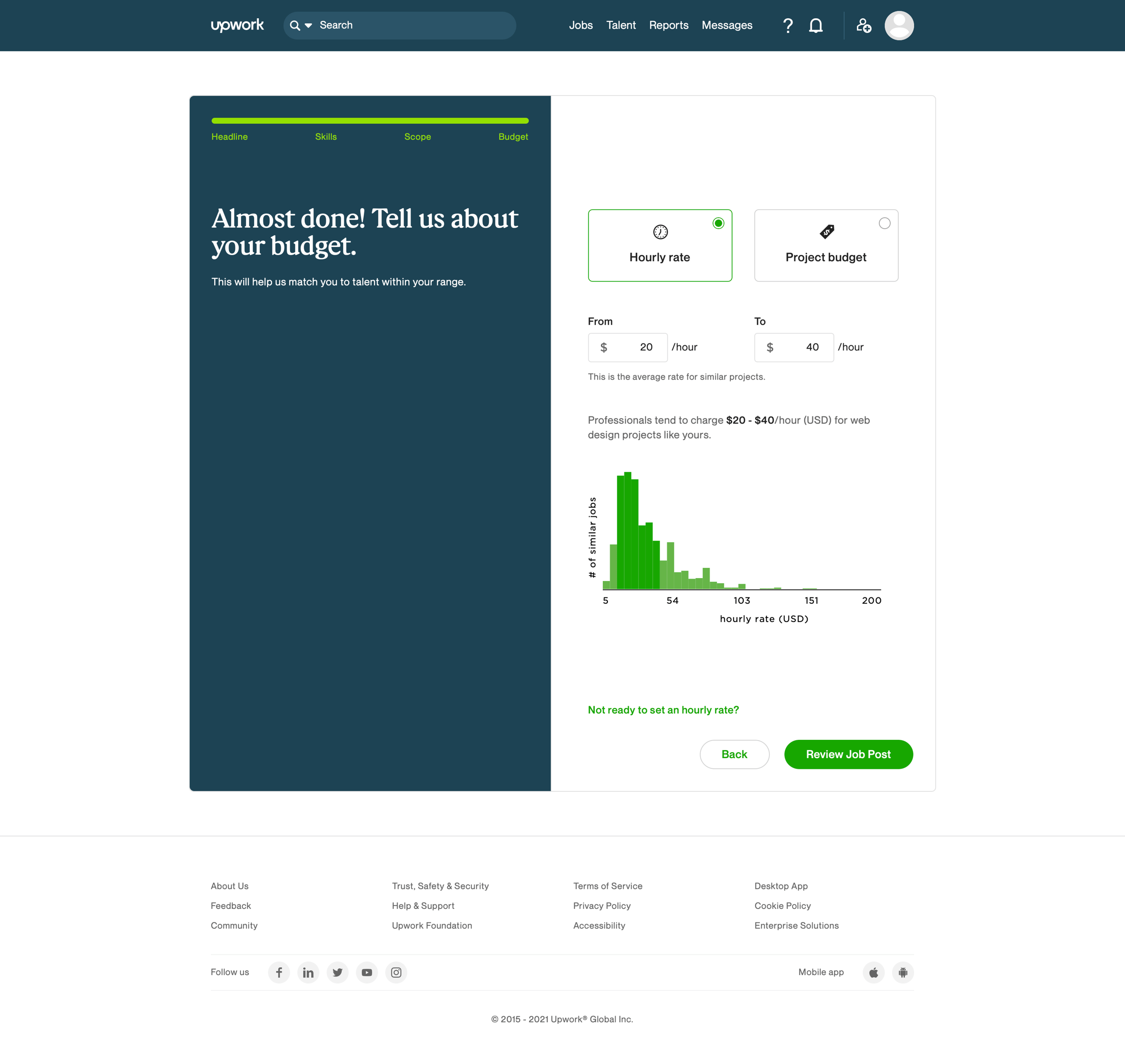 Upwork - Budget - Upwork screen