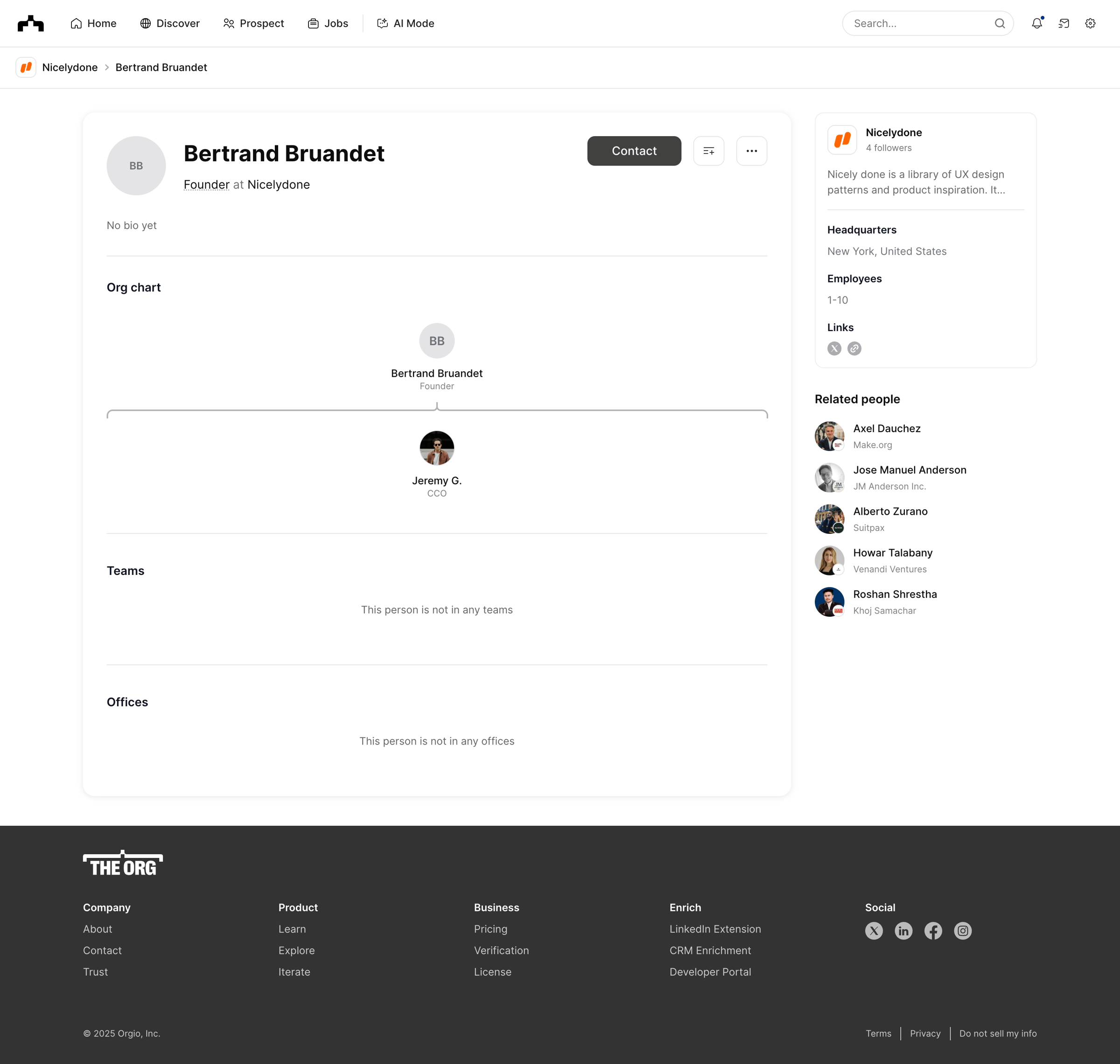 The org - Bertrand Bruandet - Founder at Nicelydone | The Org screen