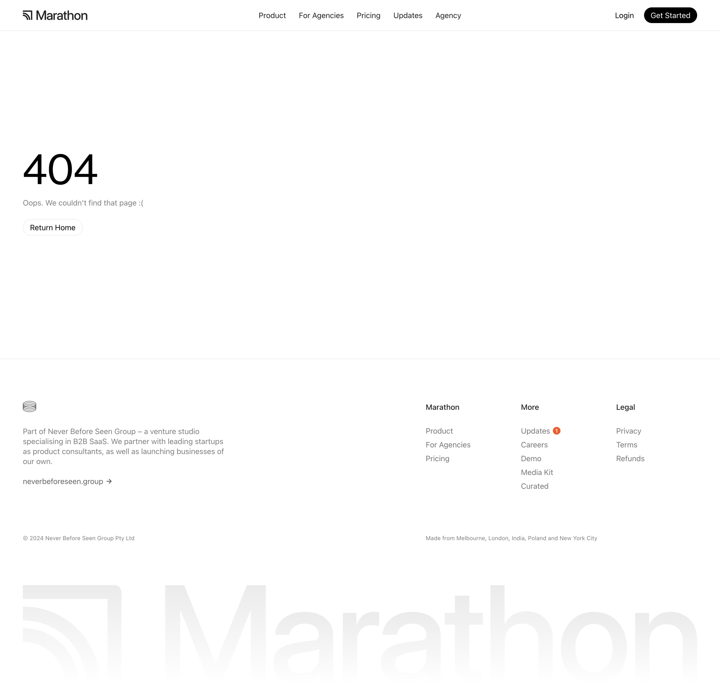 Marathon - Not Found screen