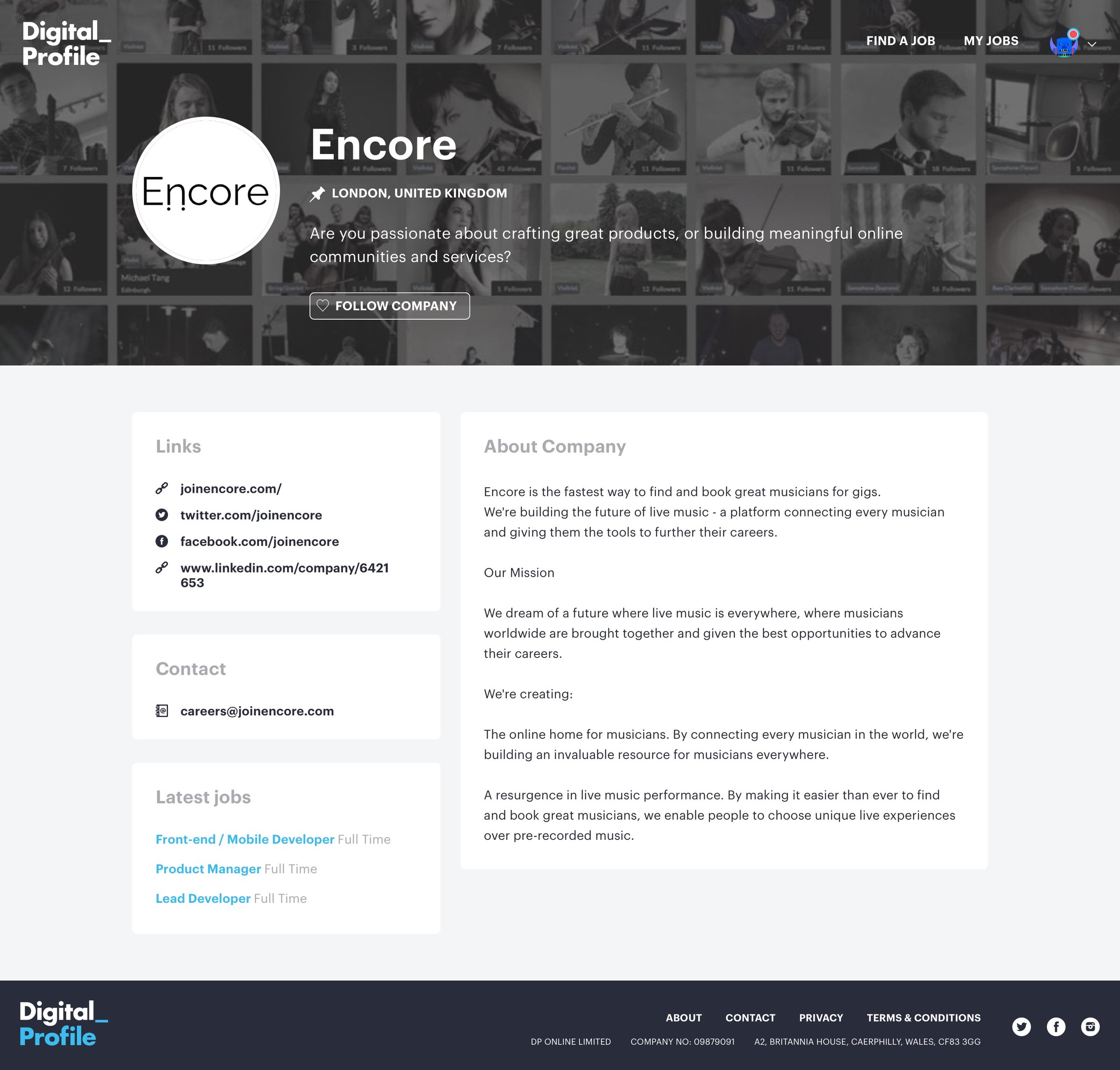Digital profile - Profile screen