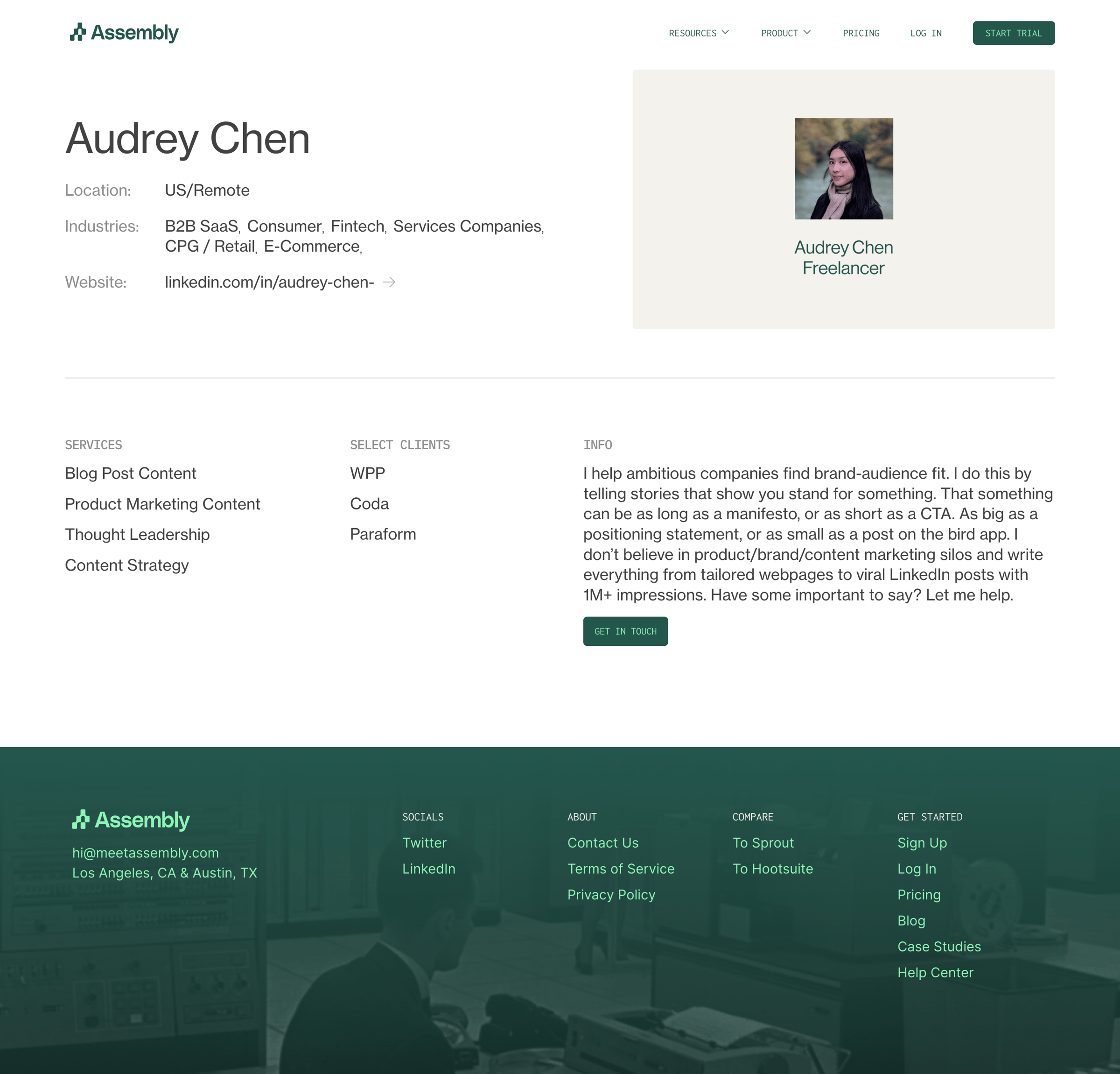 Assembly - Audrey Chen | Directory by Assembly screen