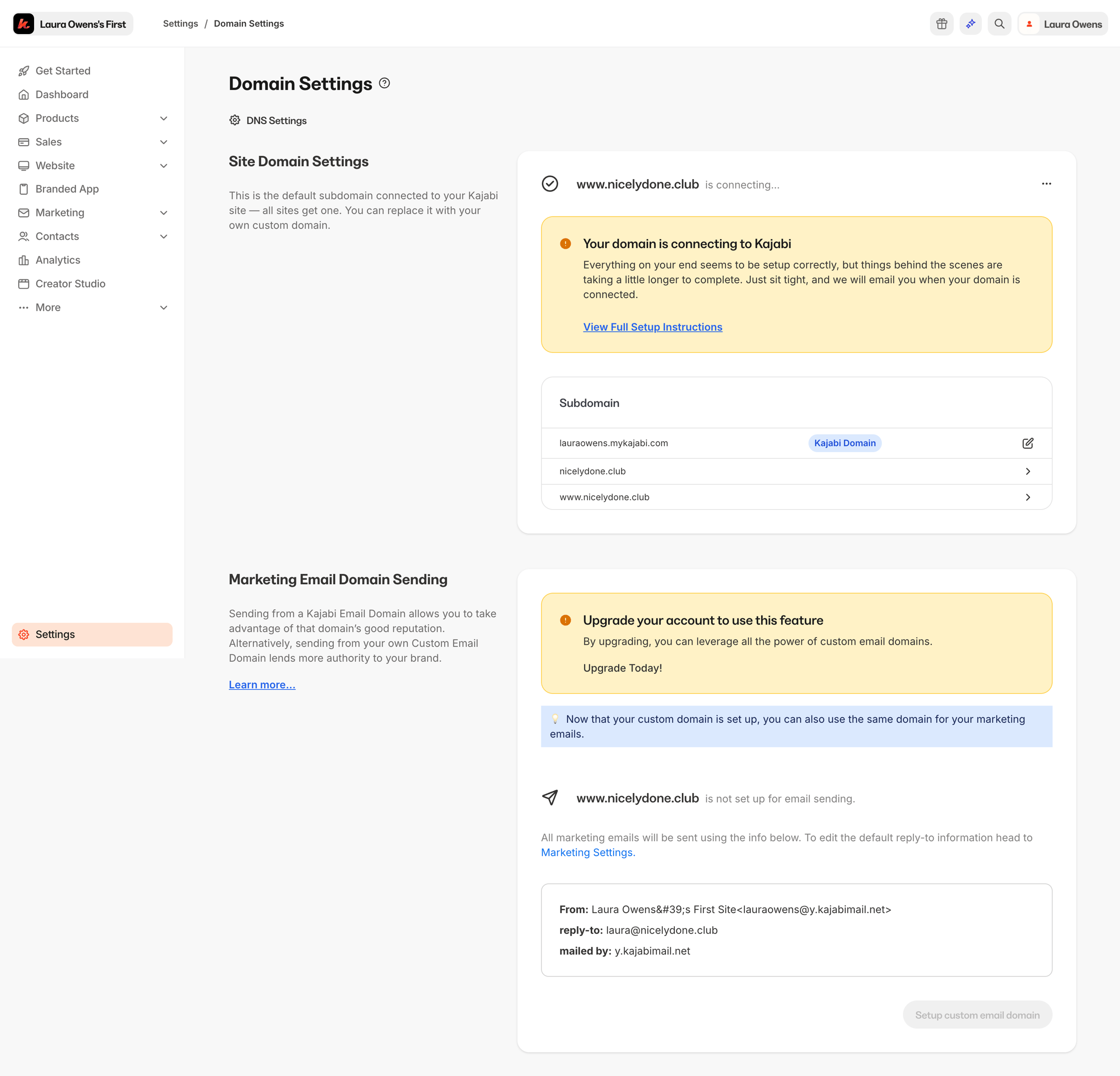 Kajabi - Kajabi - adminsites2148600208custom_domain screen