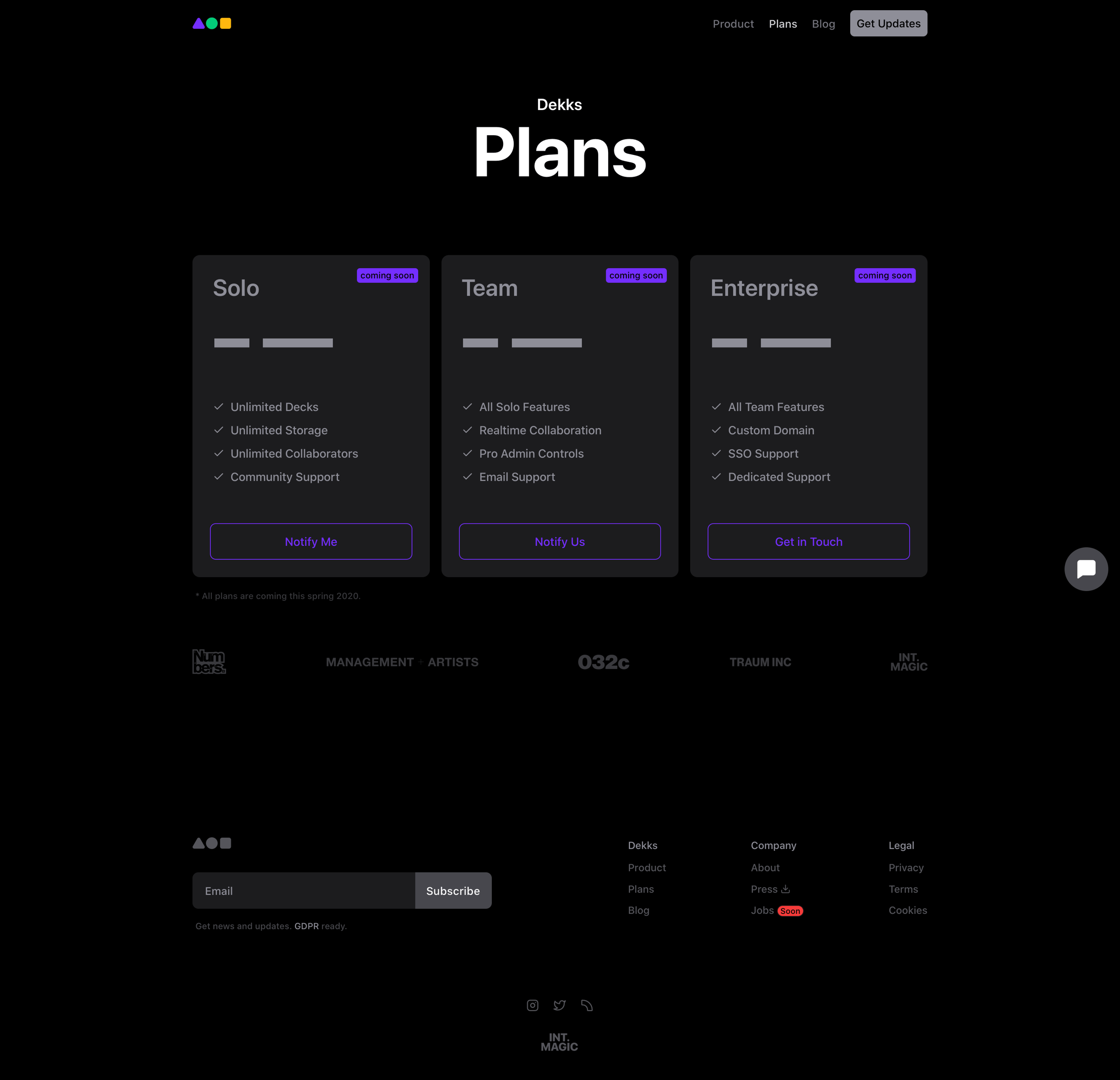 Dekks - Plans | Dekks screen