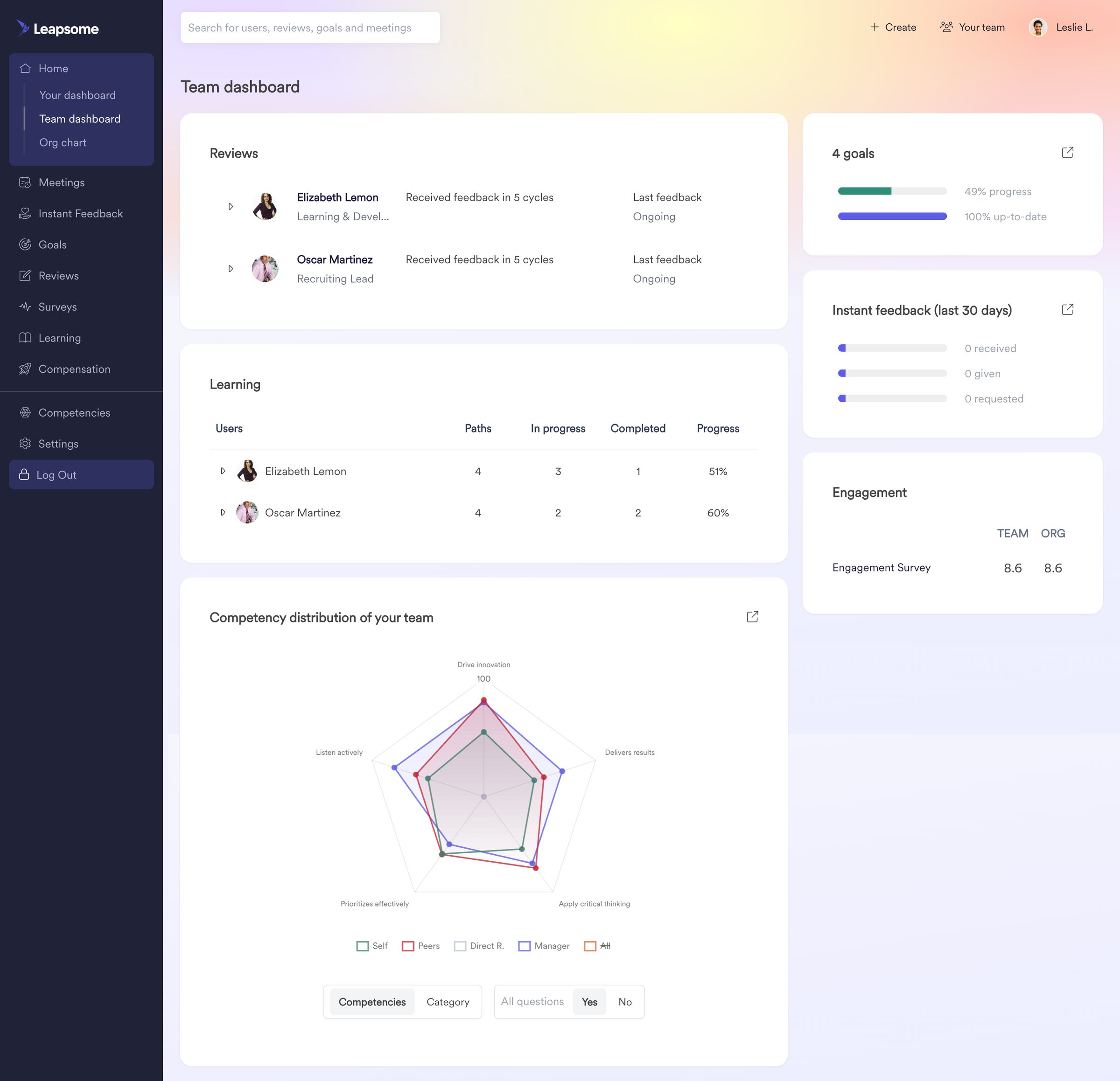 Leapsome - Home | Team Leapsome Leapsome screen