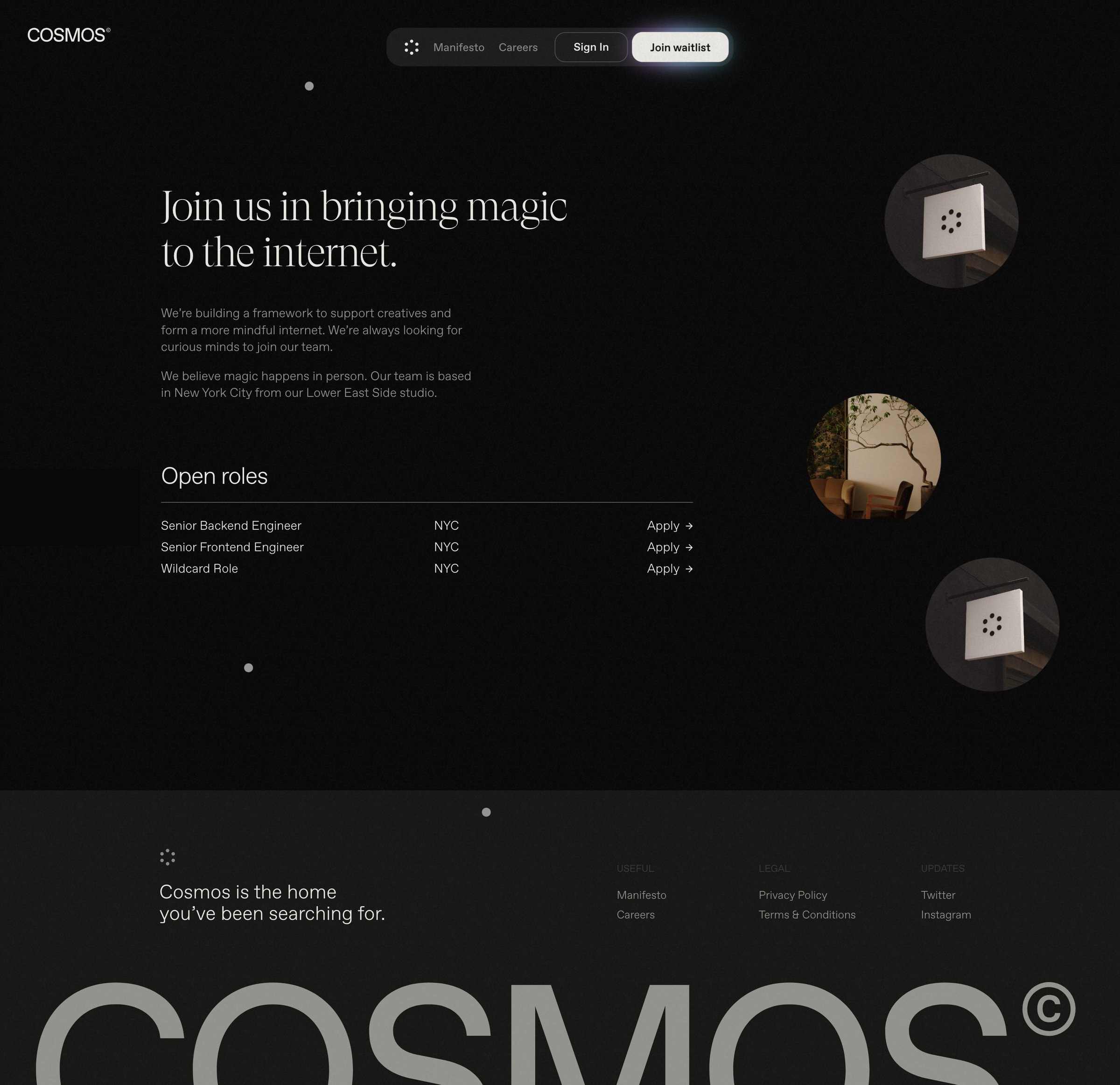 Cosmos - Work at Cosmos screen