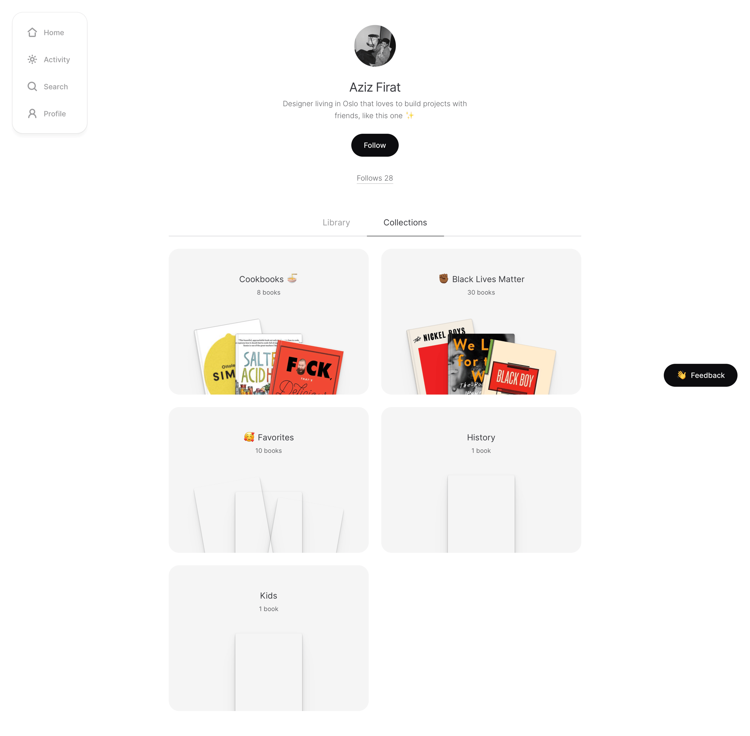 Readng - Profile screen