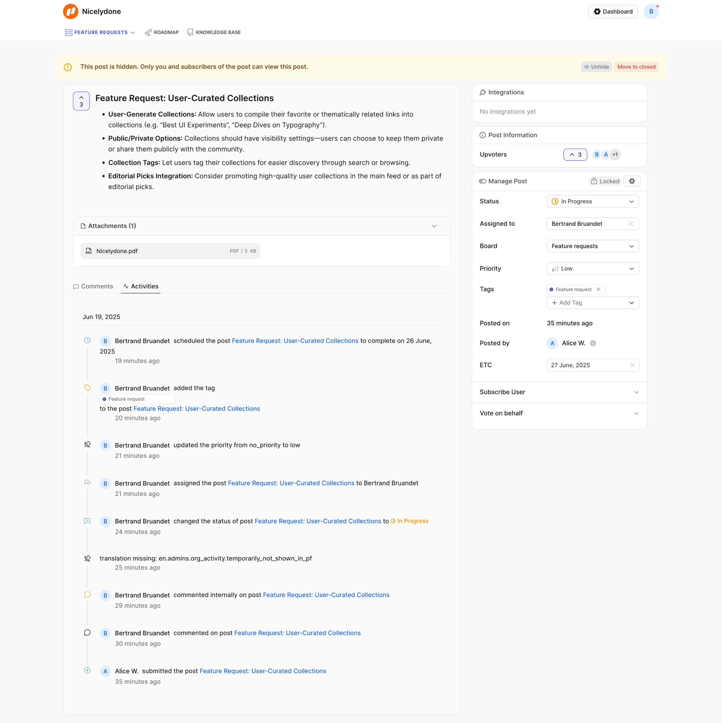 FeatureOS - Feature Request: User-Curated Collections | Nicelydone screen