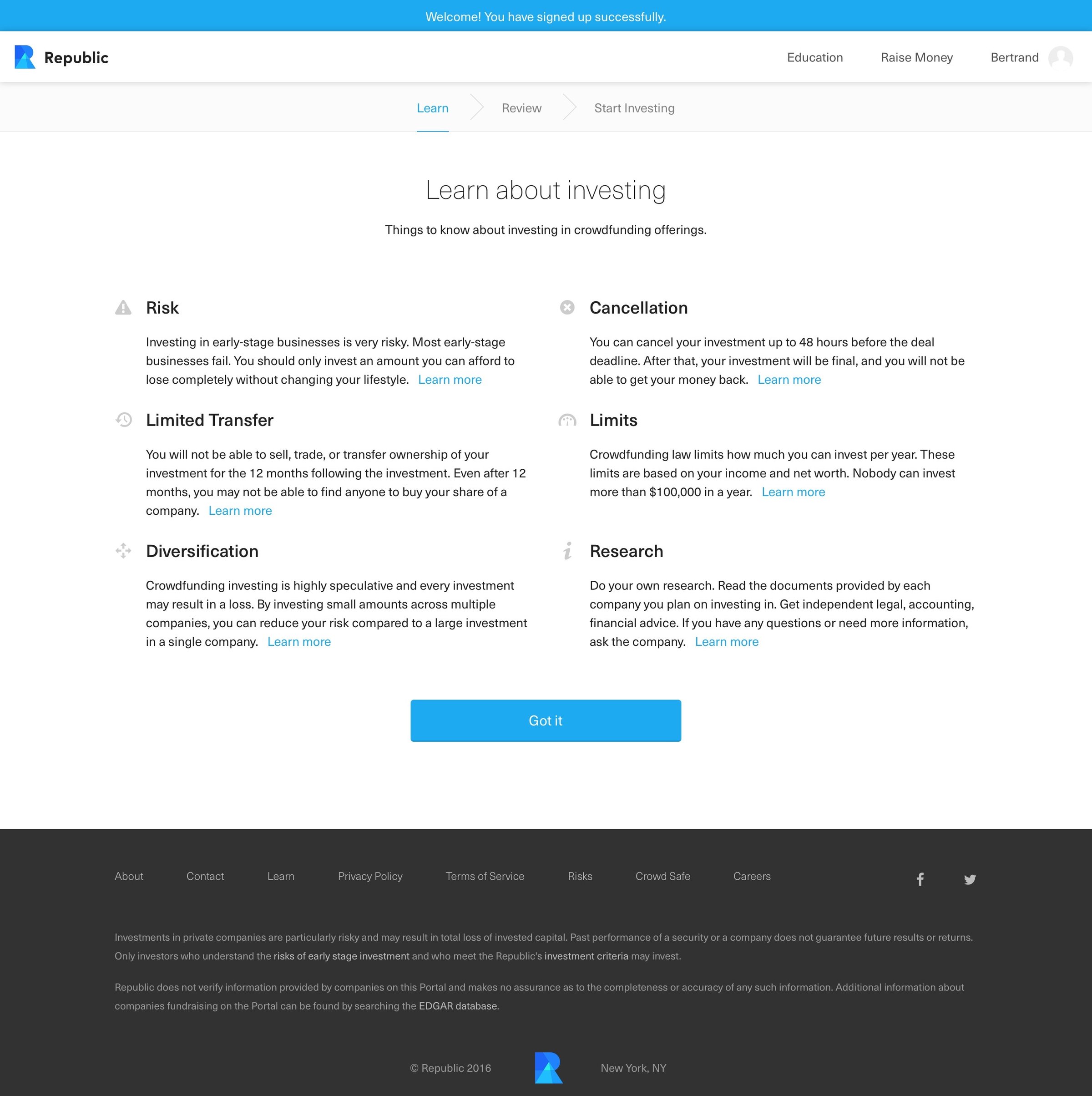 Republic - Onboarding screen