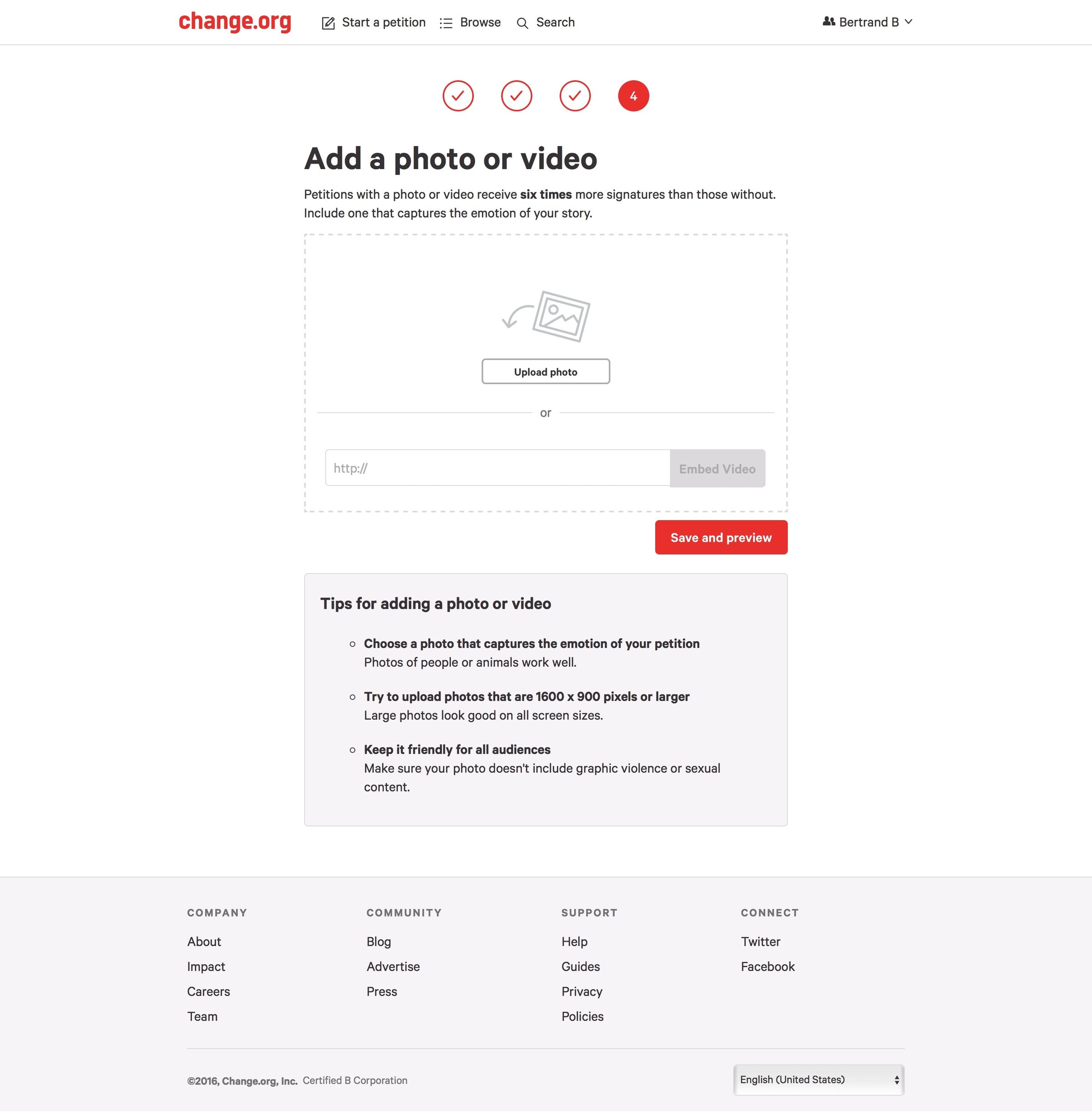 Change - Create screen