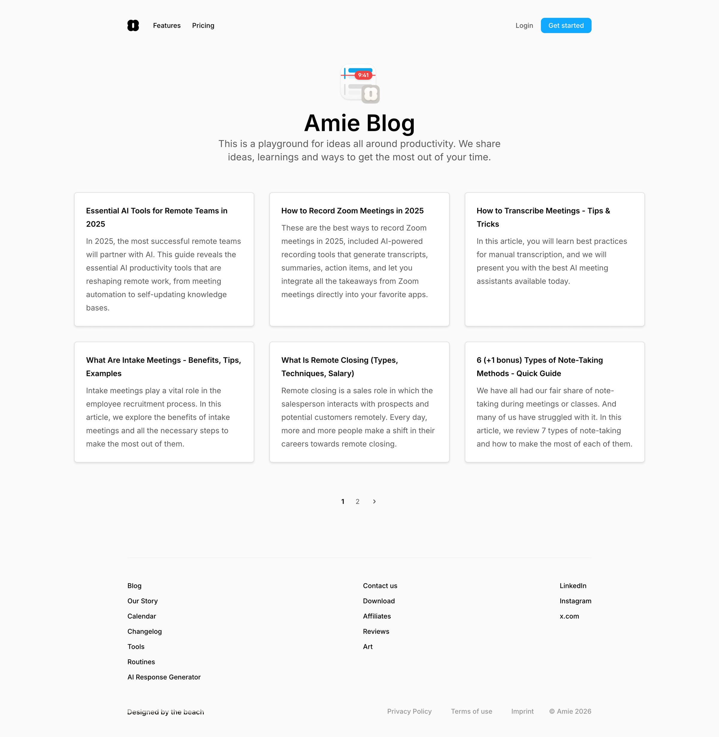 Amie - Amie - Blog screen
