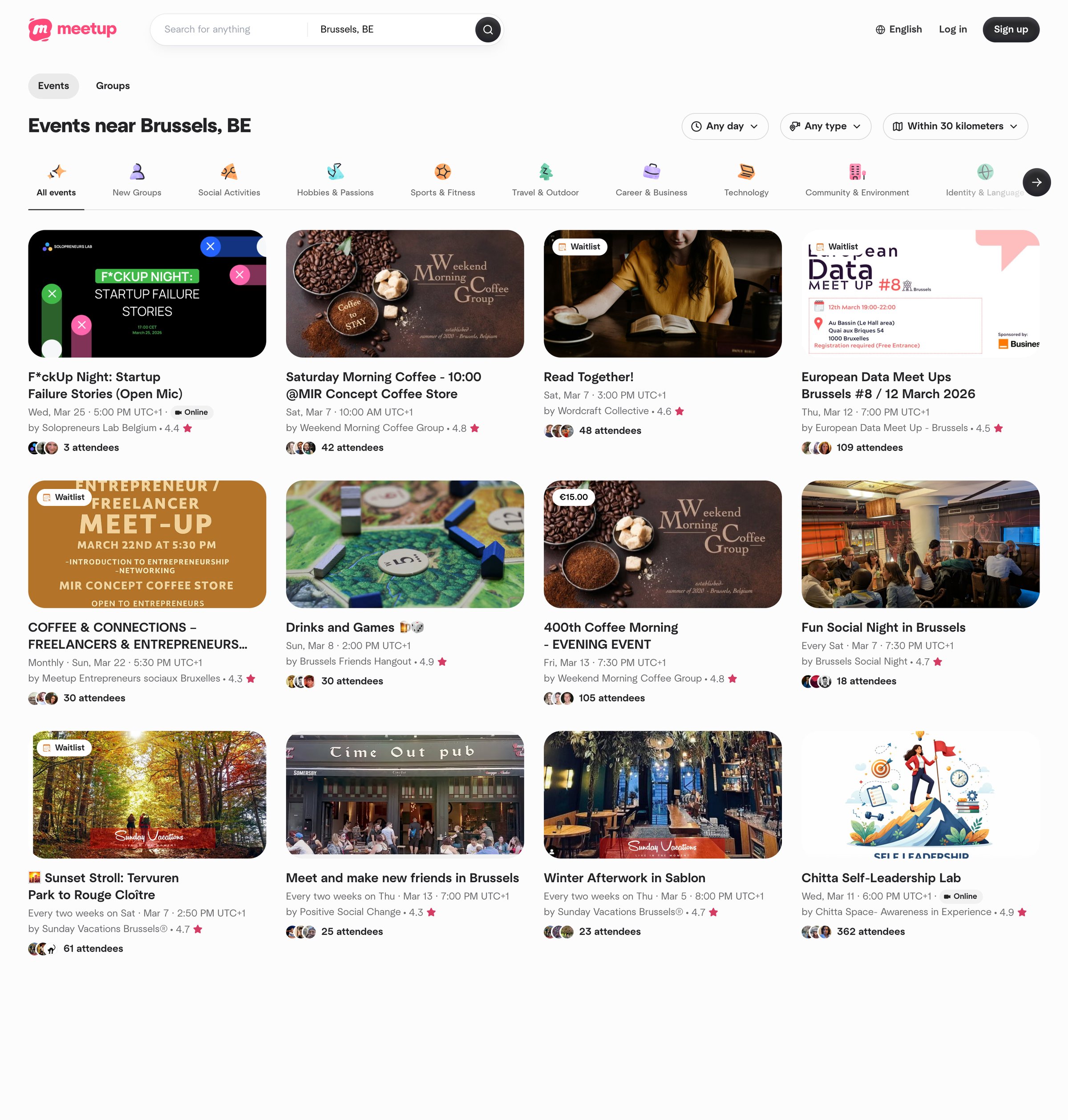 Meetup - Find Events & Groups Meetup screen