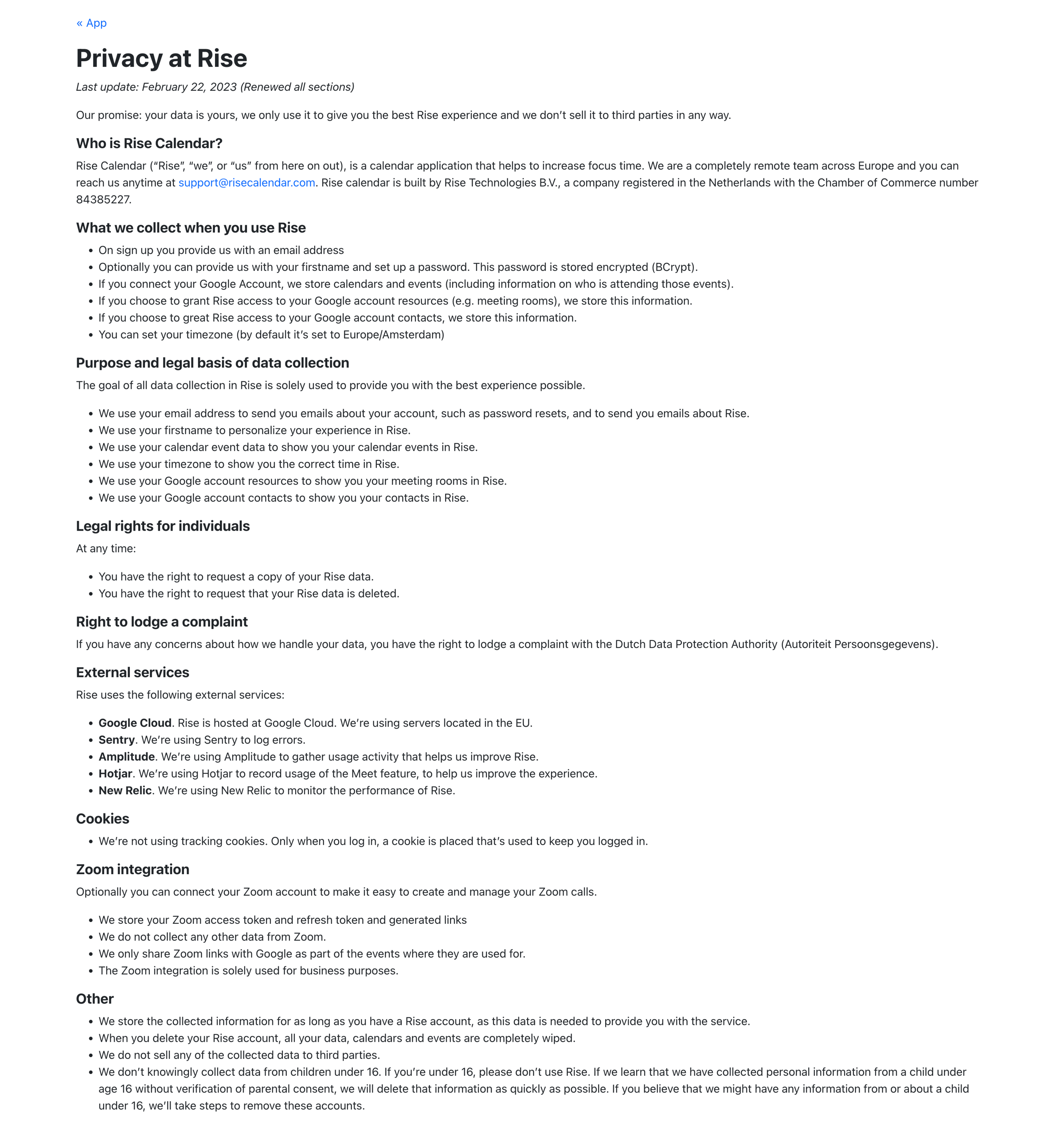 Rise - Privacy at Rise – Rise screen