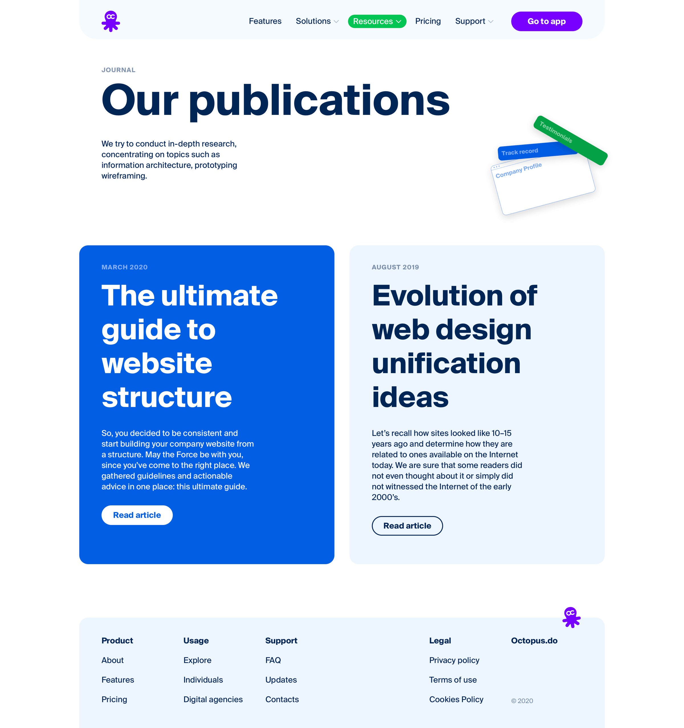 Octopus - Read Our Blog About Sitemap Design screen