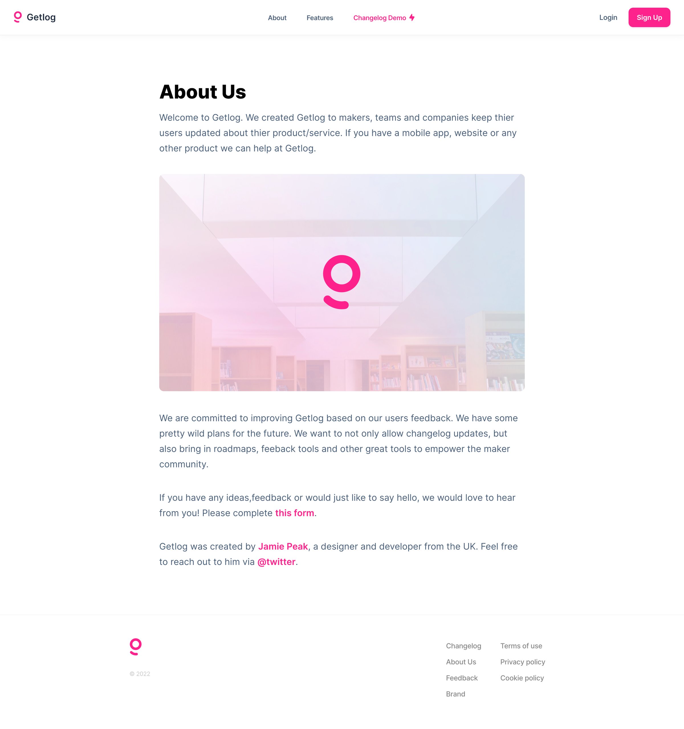 Getlog - Getlog - About us screen