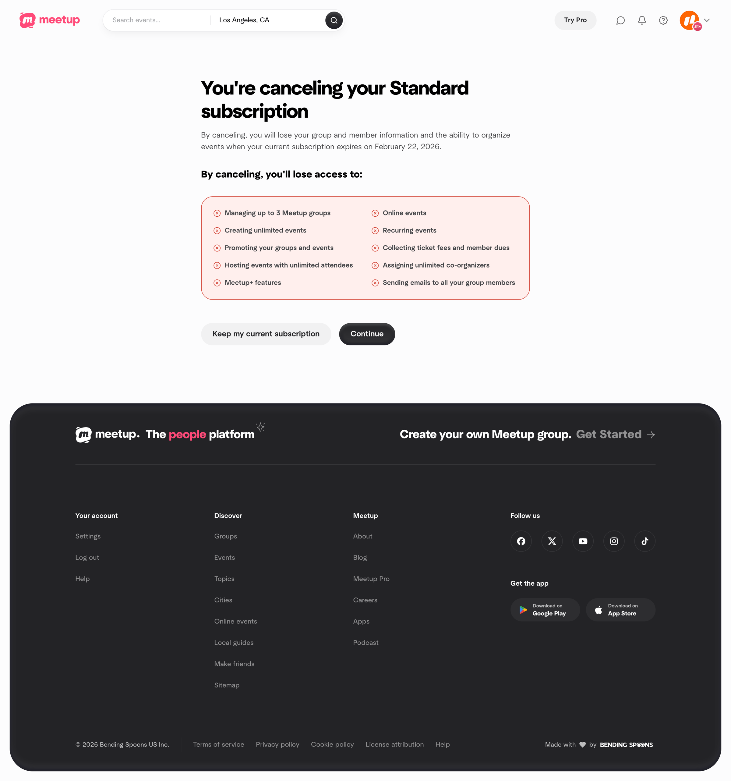 Meetup - Feedback | Meetup screen