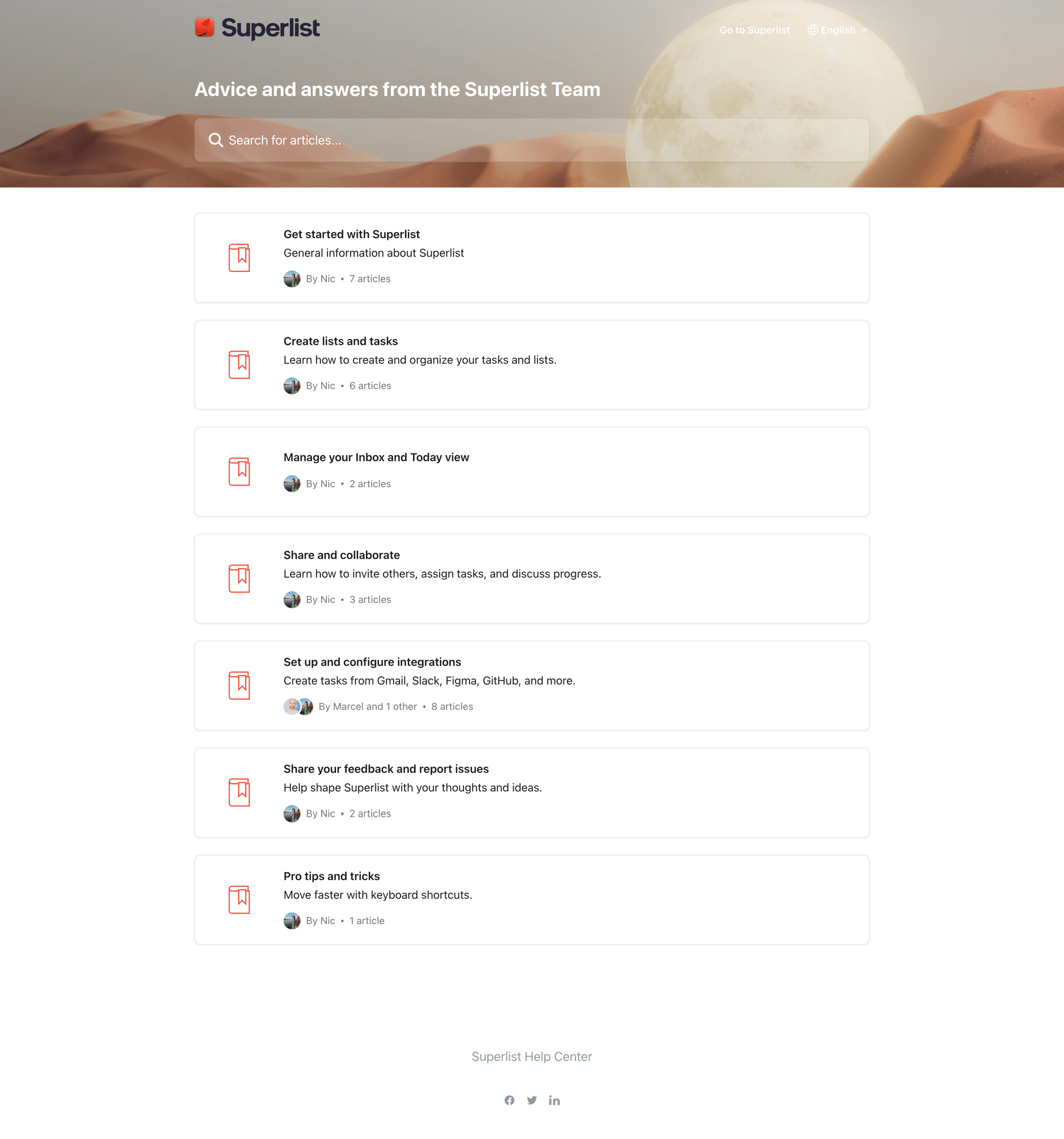 Superlist - Superlist Help Center screen